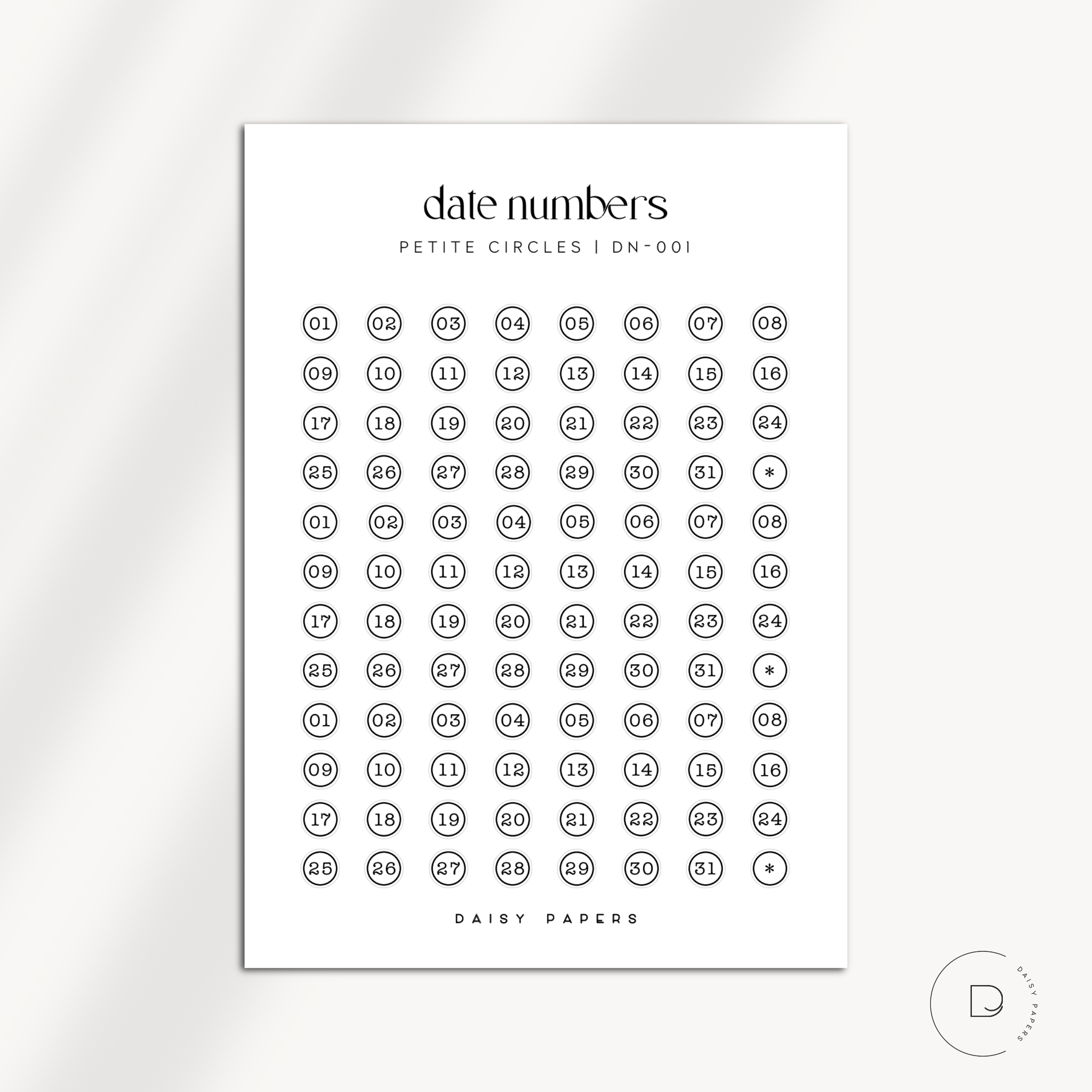 Date Numbers (DN-001) - Available In 3 Sizes