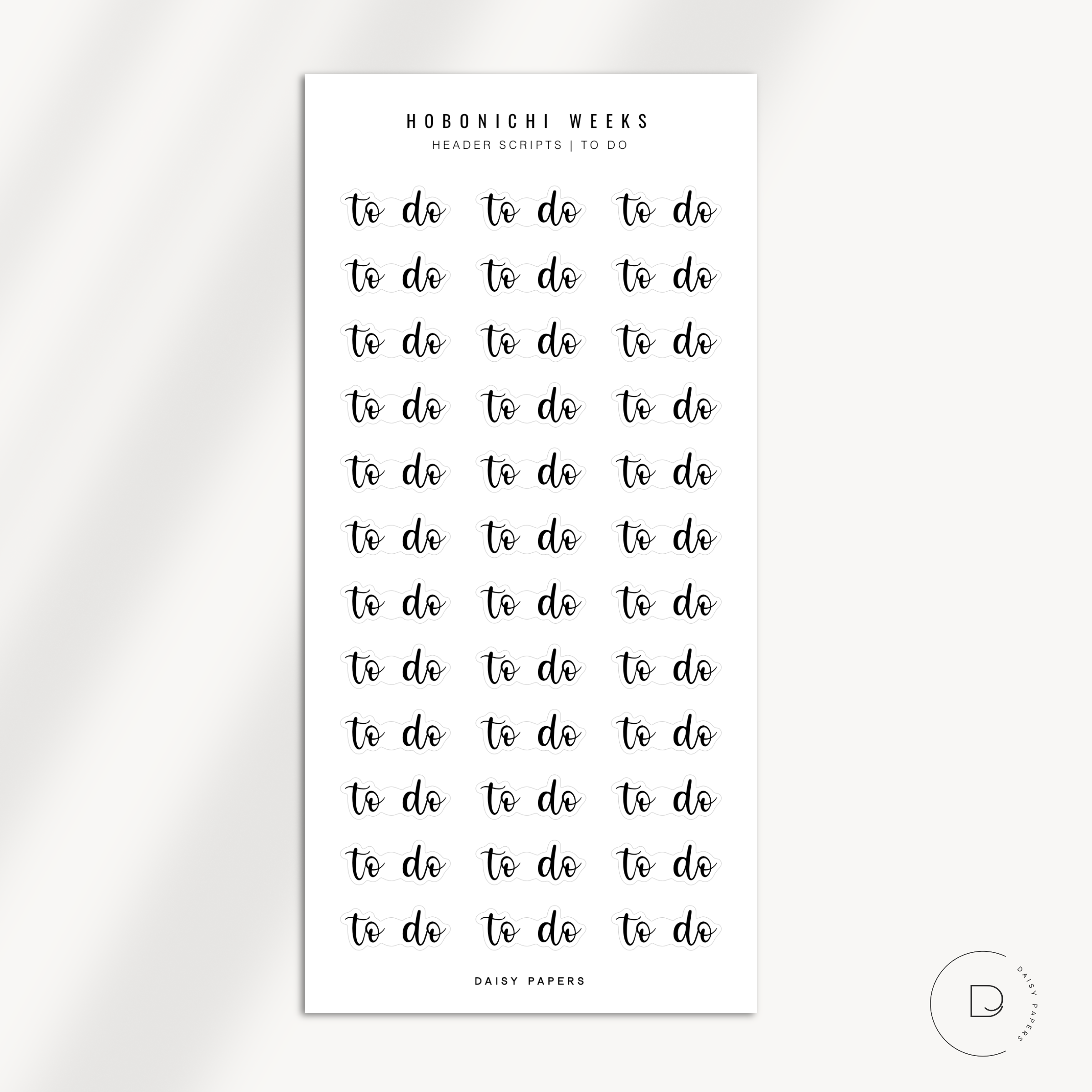 Hobonichi Weeks - Header Scripts | To Do