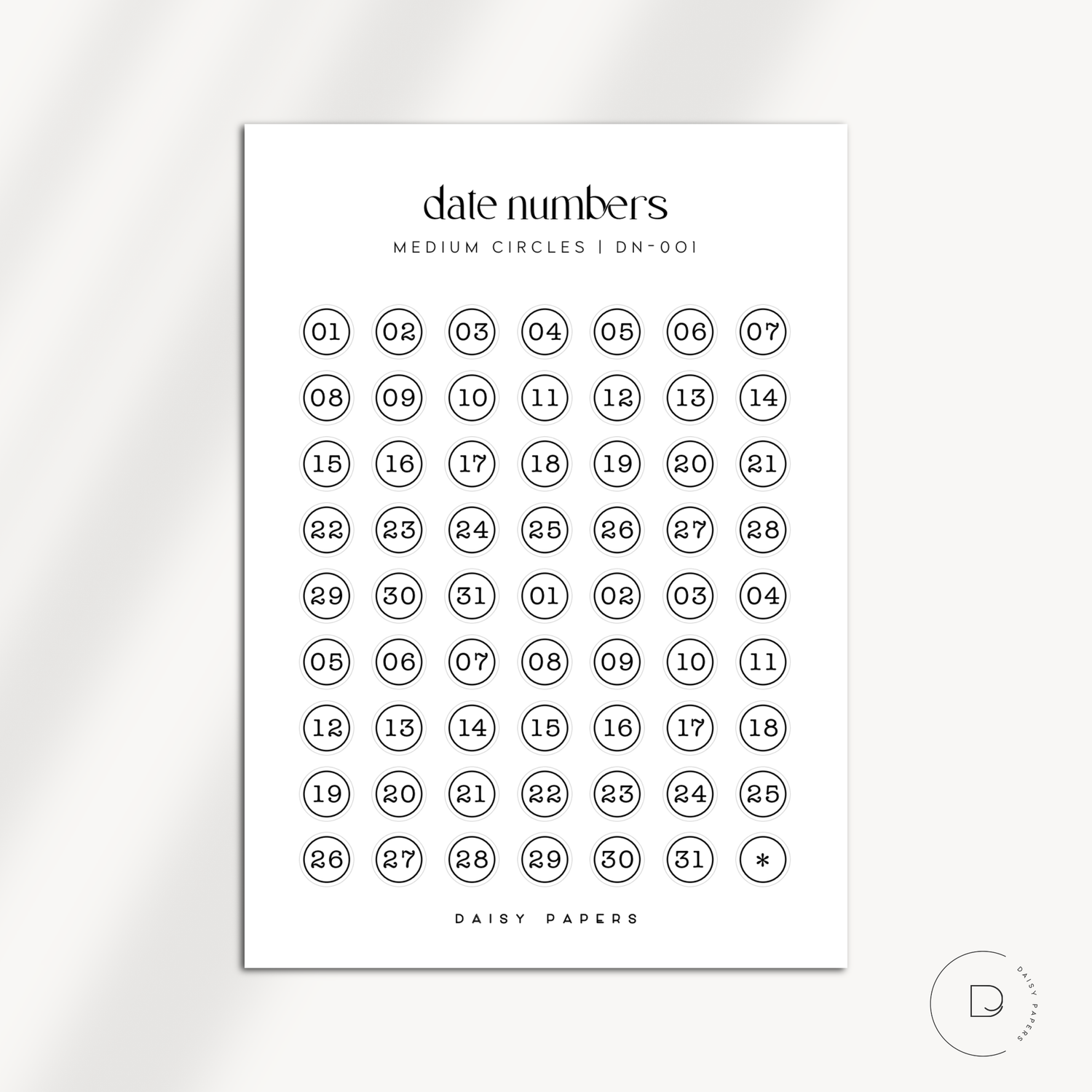 Date Numbers (DN-001) - Available In 3 Sizes