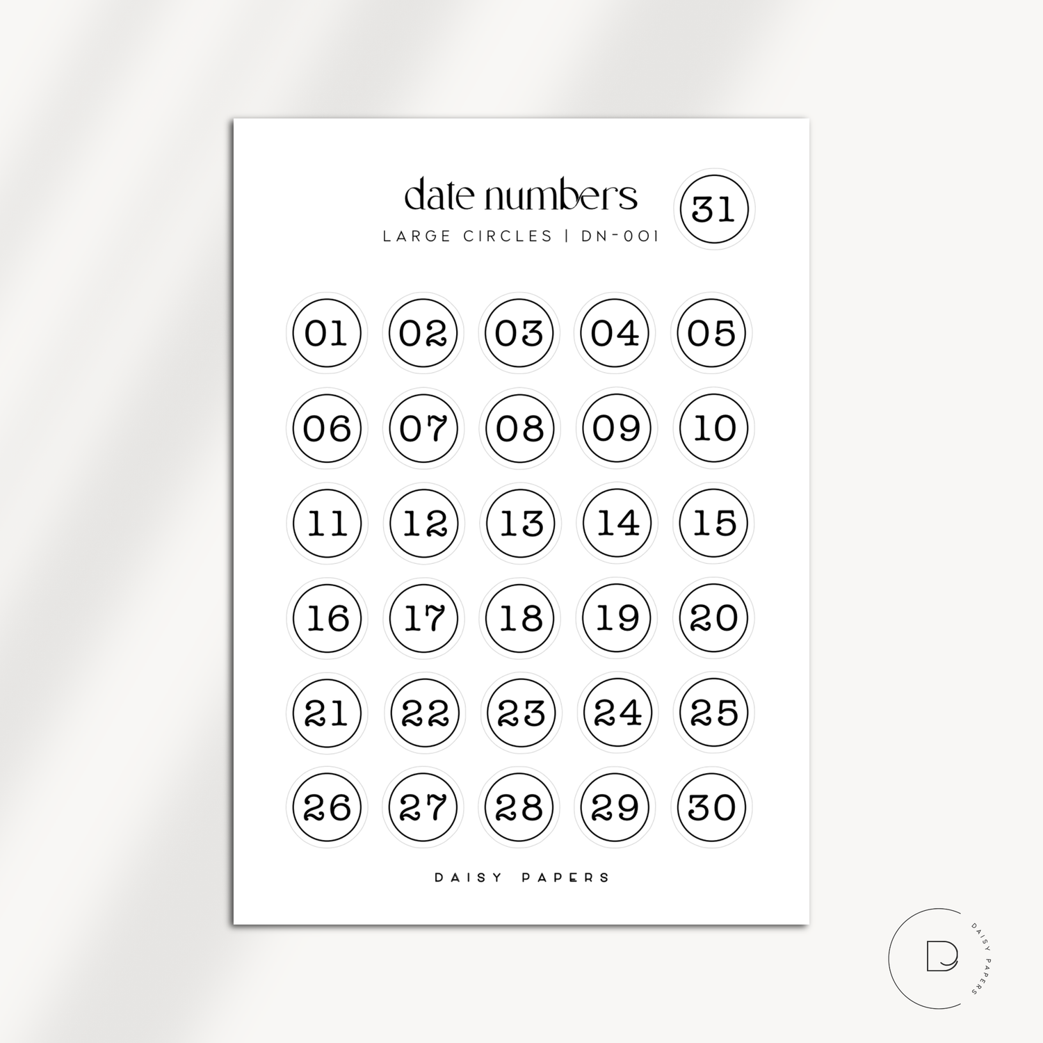 Date Numbers (DN-001) - Available In 3 Sizes