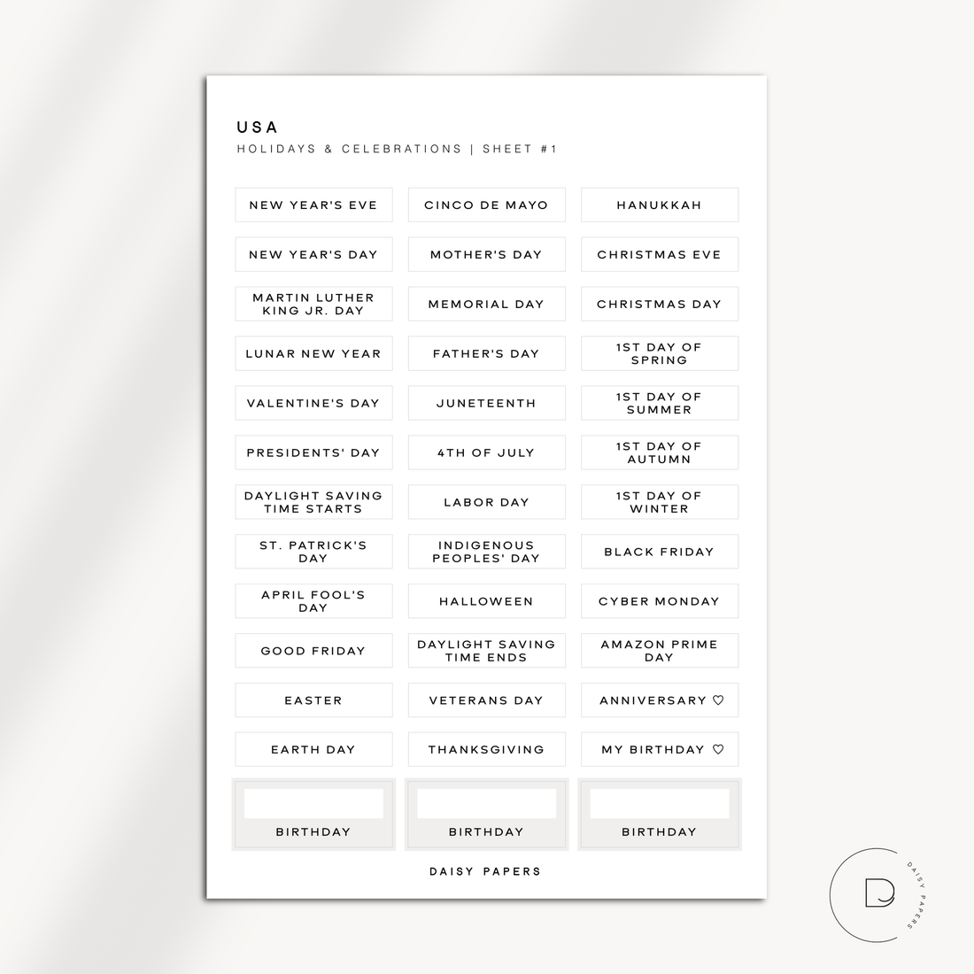 USA Holiday / Celebration Labels