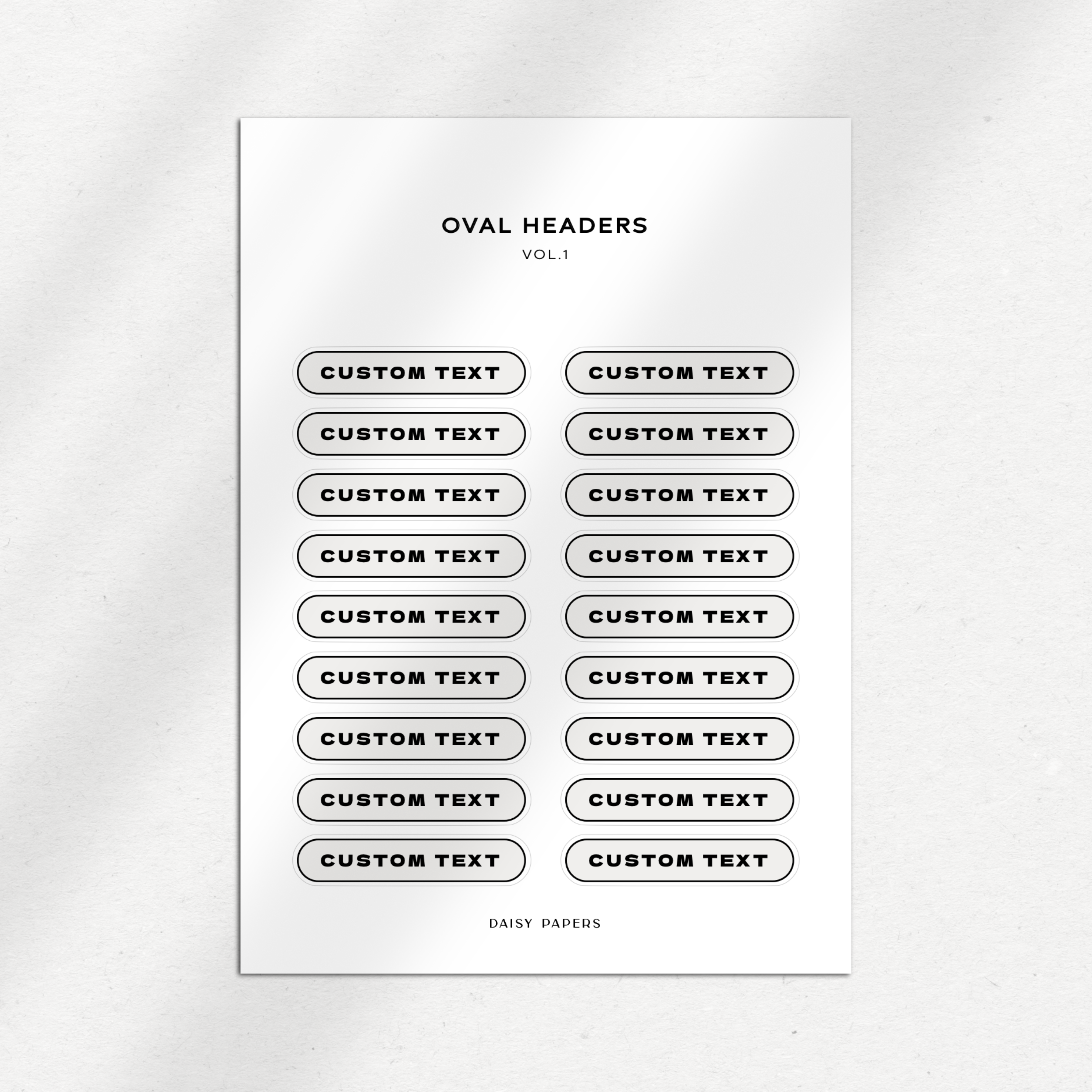 Oval Headers - Custom Texts
