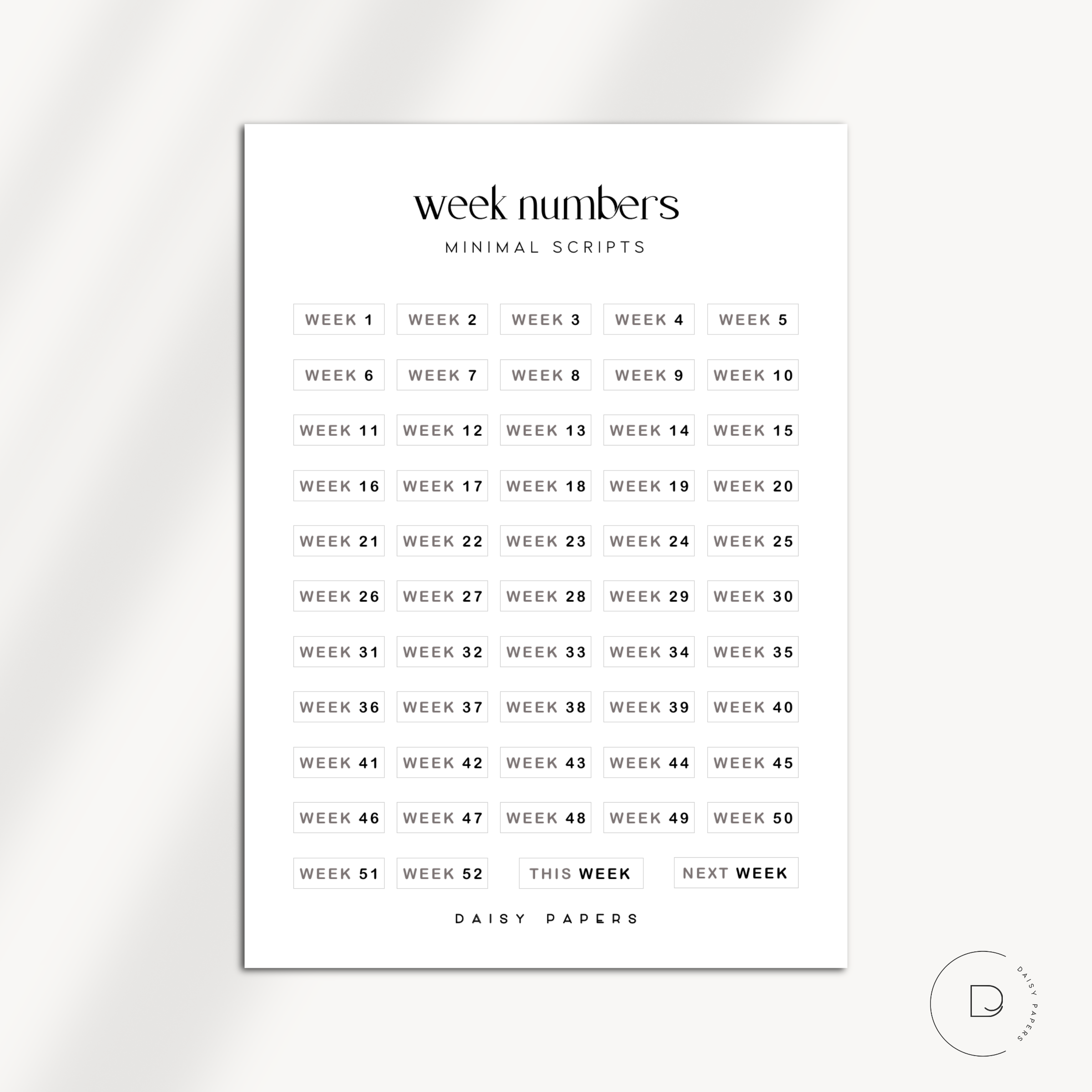 Week Numbers - Minimal Script