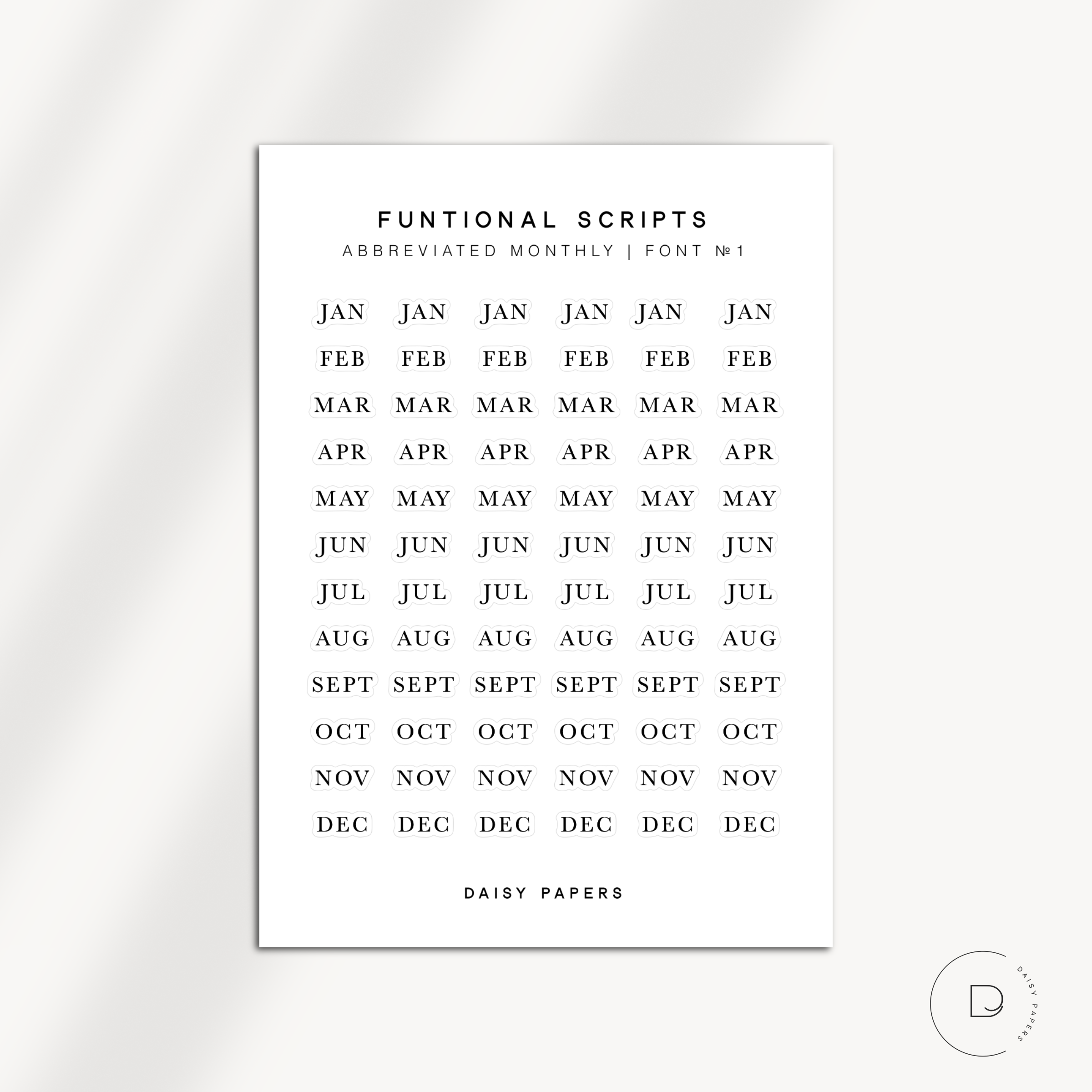 Font № 1 - Abbreviated Monthly