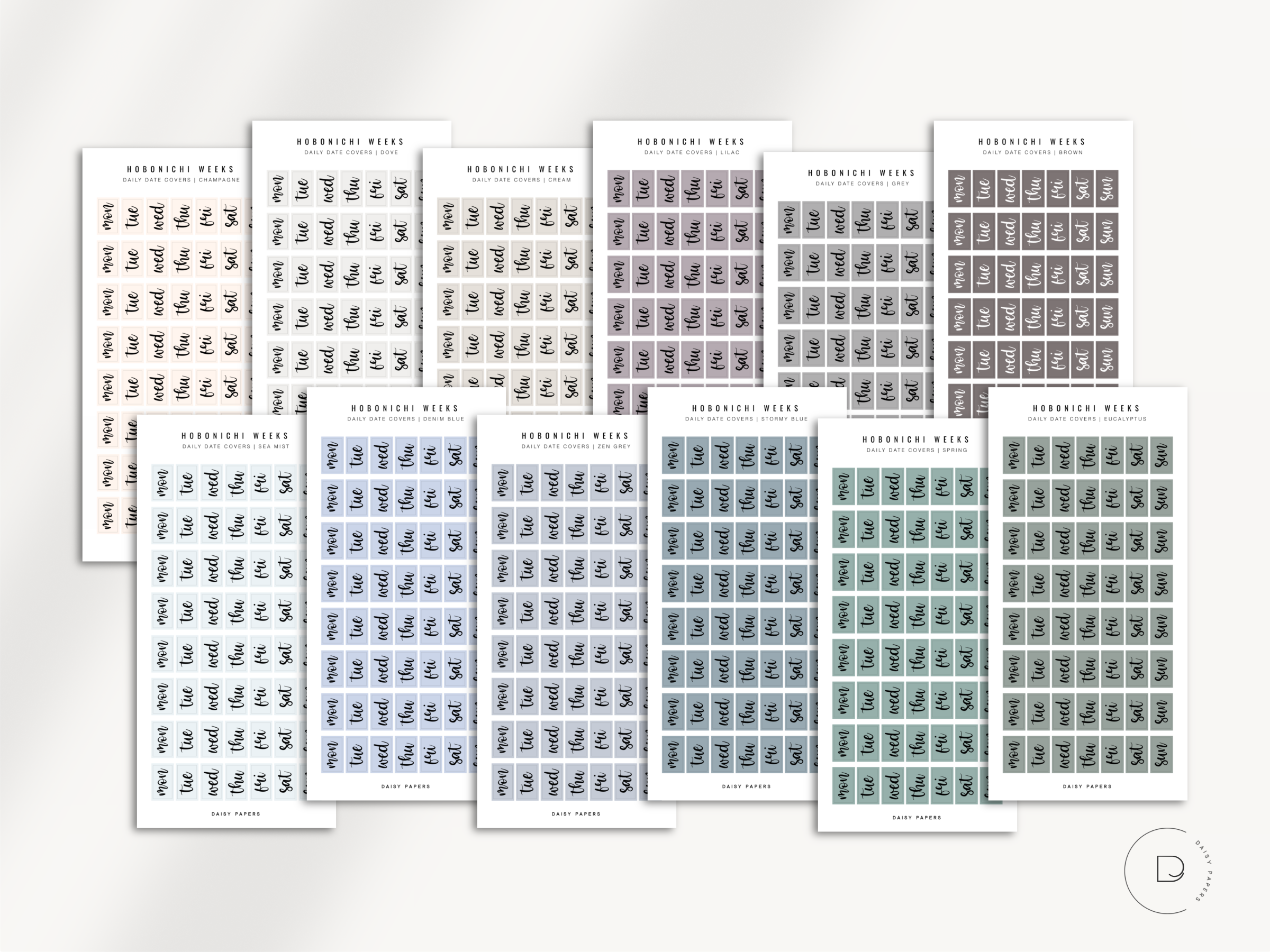 Hobonichi Weeks - Daily Date Covers | Mon - Sun