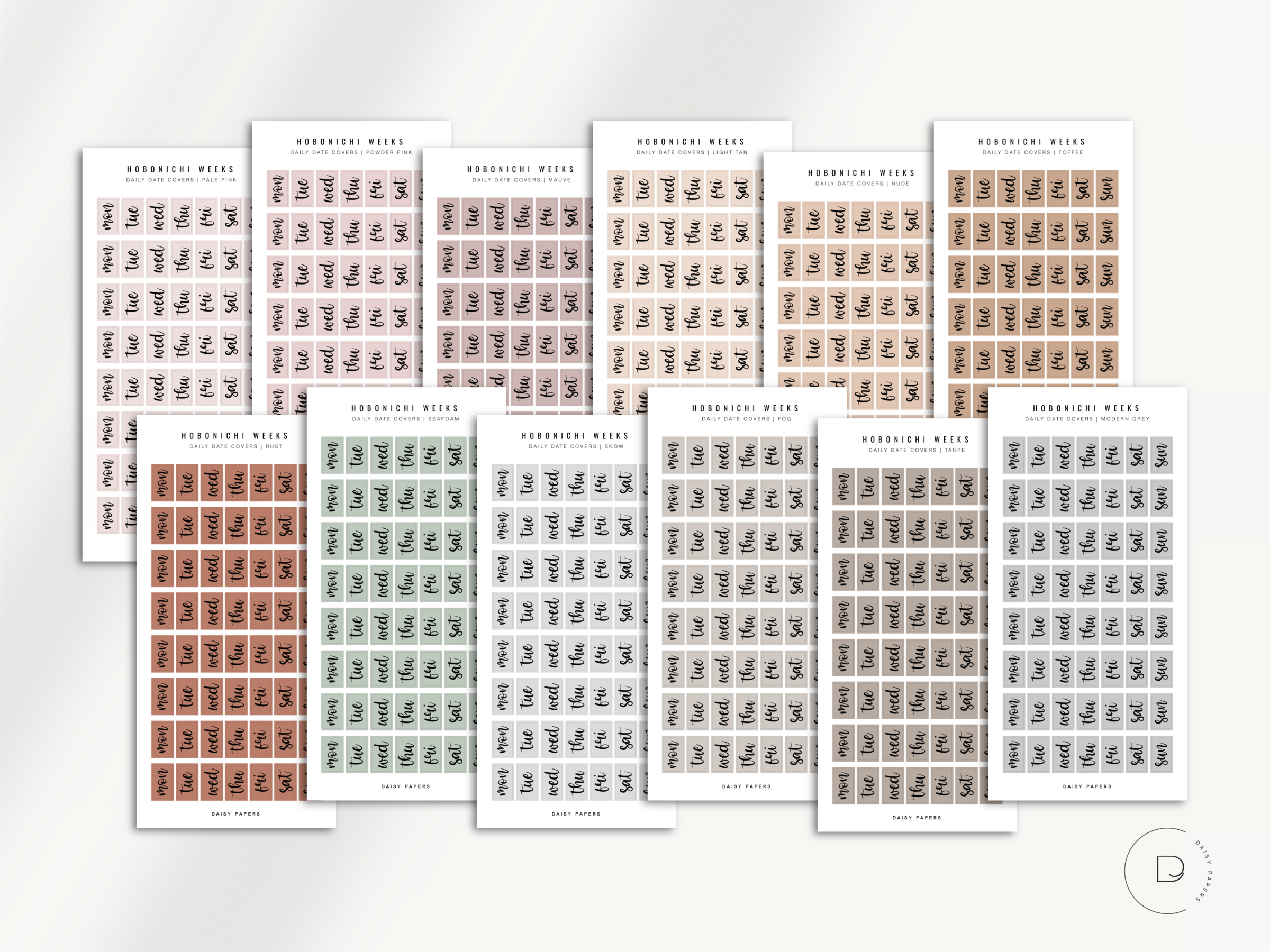 Hobonichi Weeks - Daily Date Covers | Mon - Sun