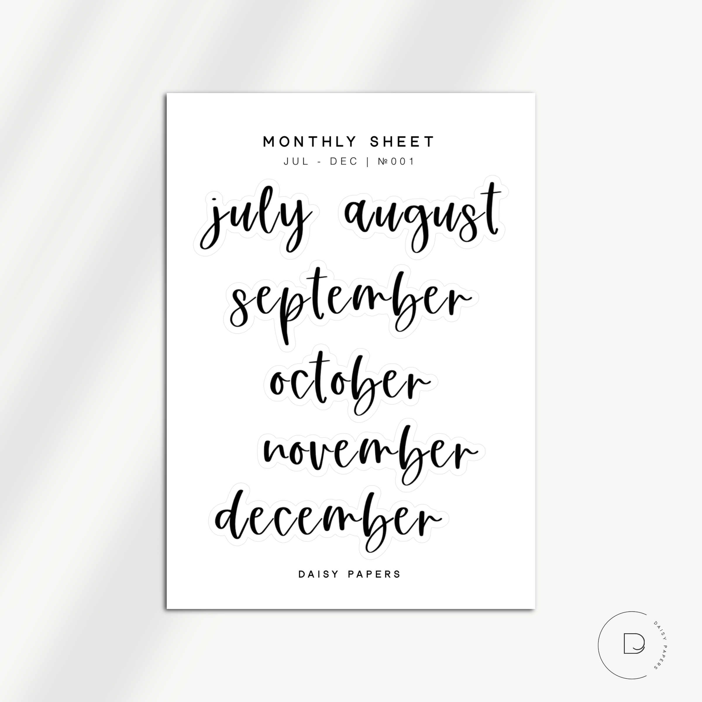 Monthly Sheet - № 001 | Jan To Dec