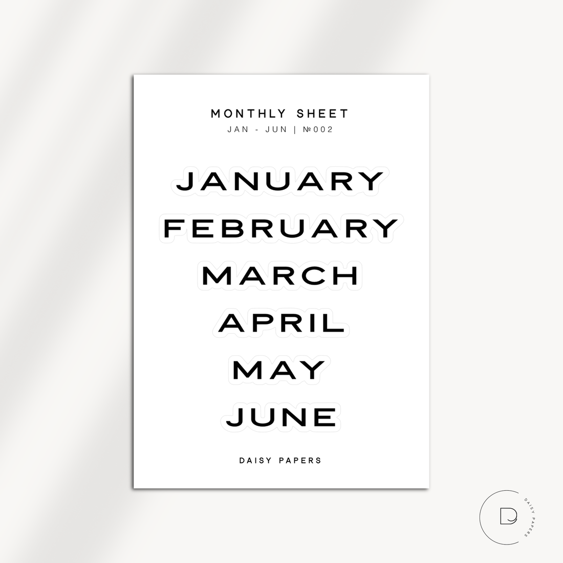 Monthly Sheet - № 002 | Jan To Dec