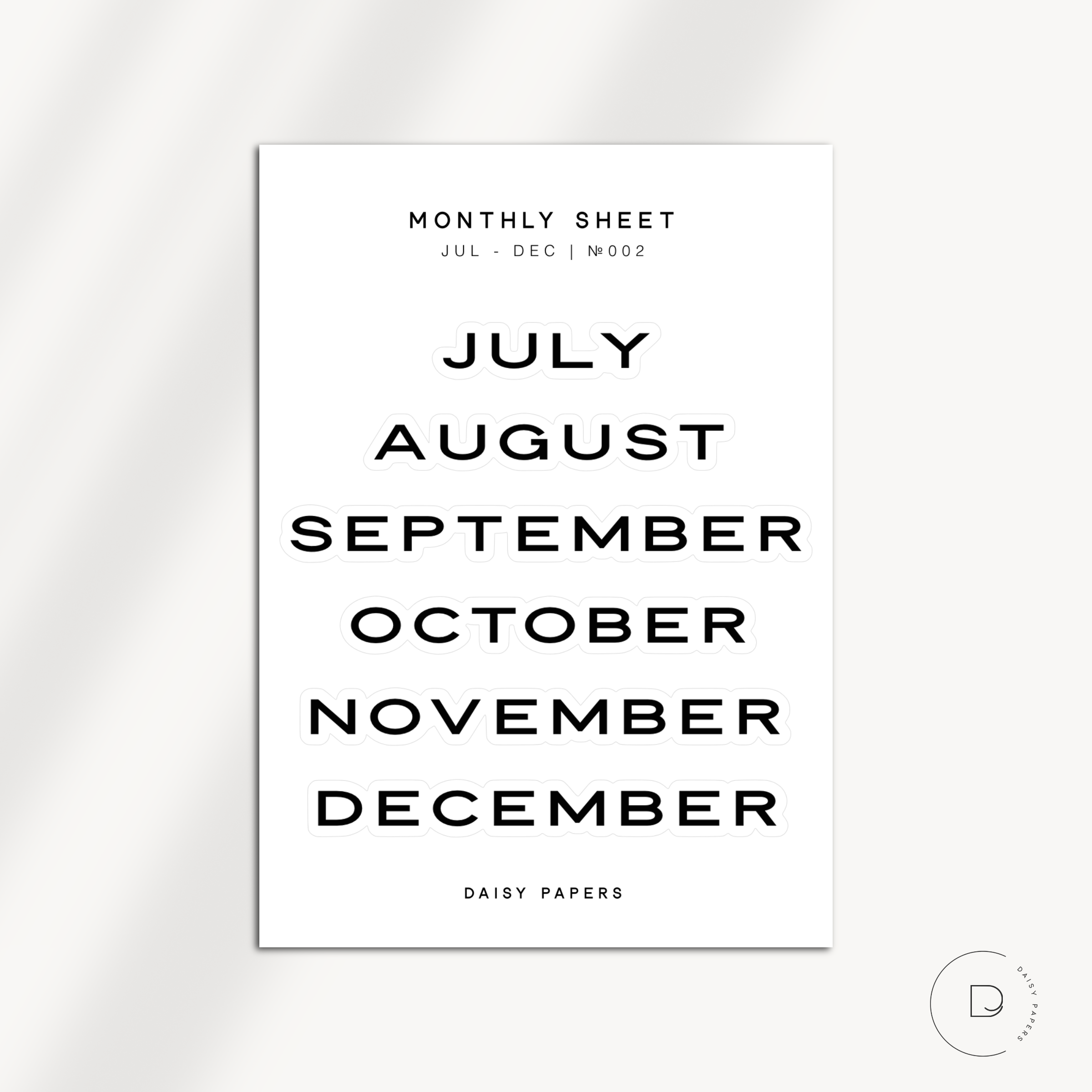 Monthly Sheet - № 002 | Jan To Dec
