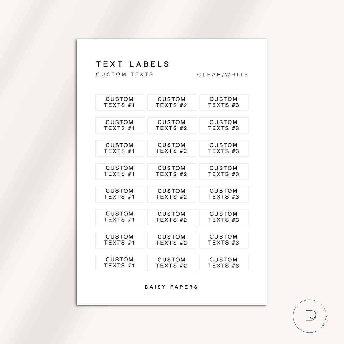 Text Labels - Custom Texts