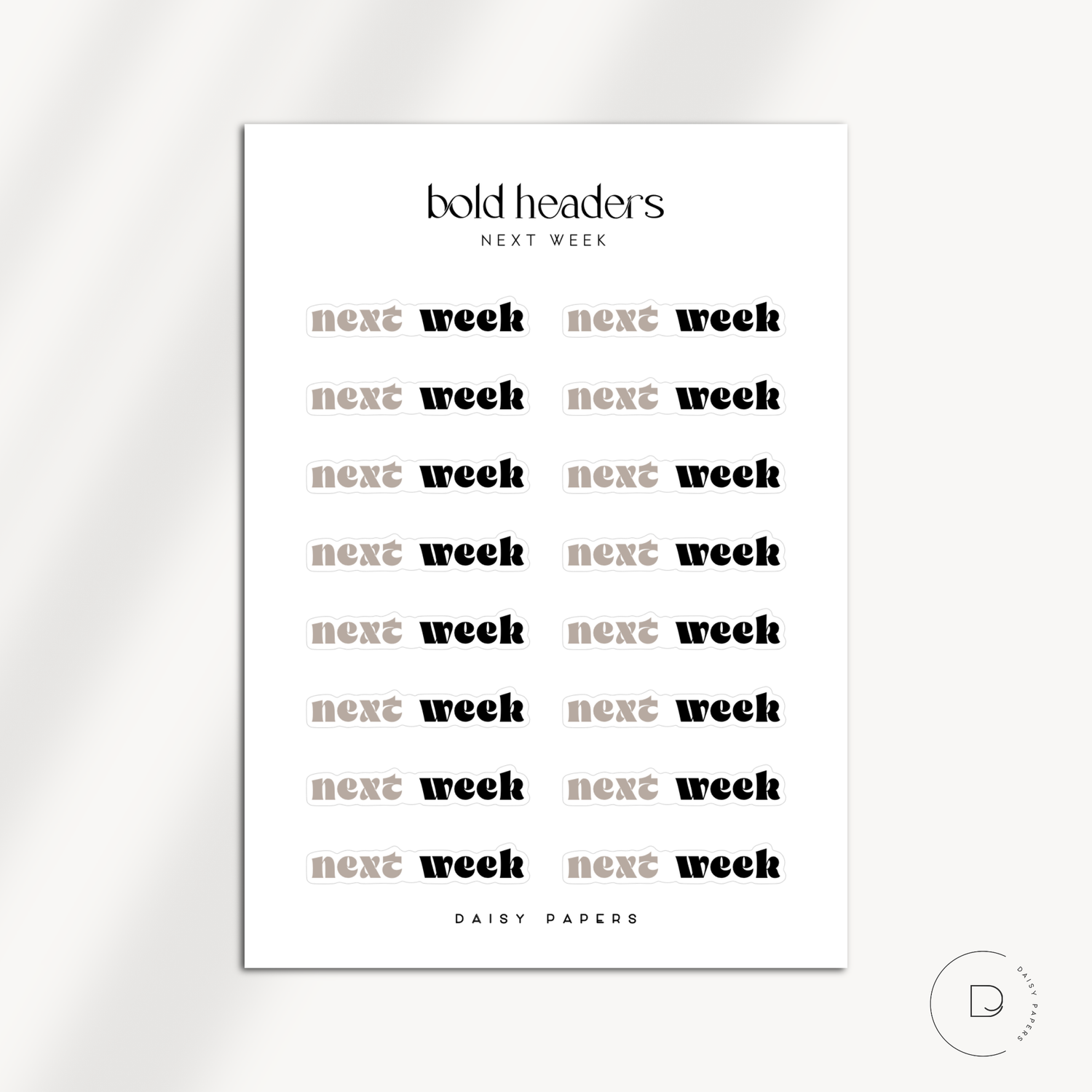 BOLD HEADERS - NEXT WEEK
