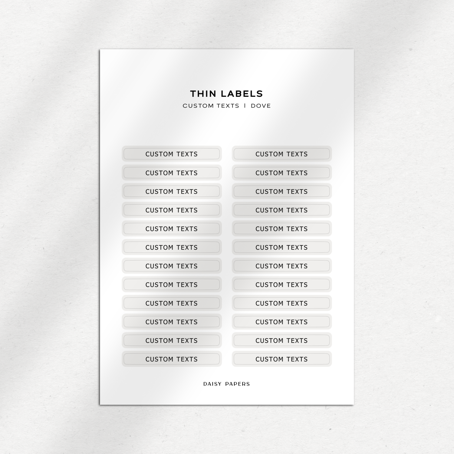 Thin Labels - Custom Texts