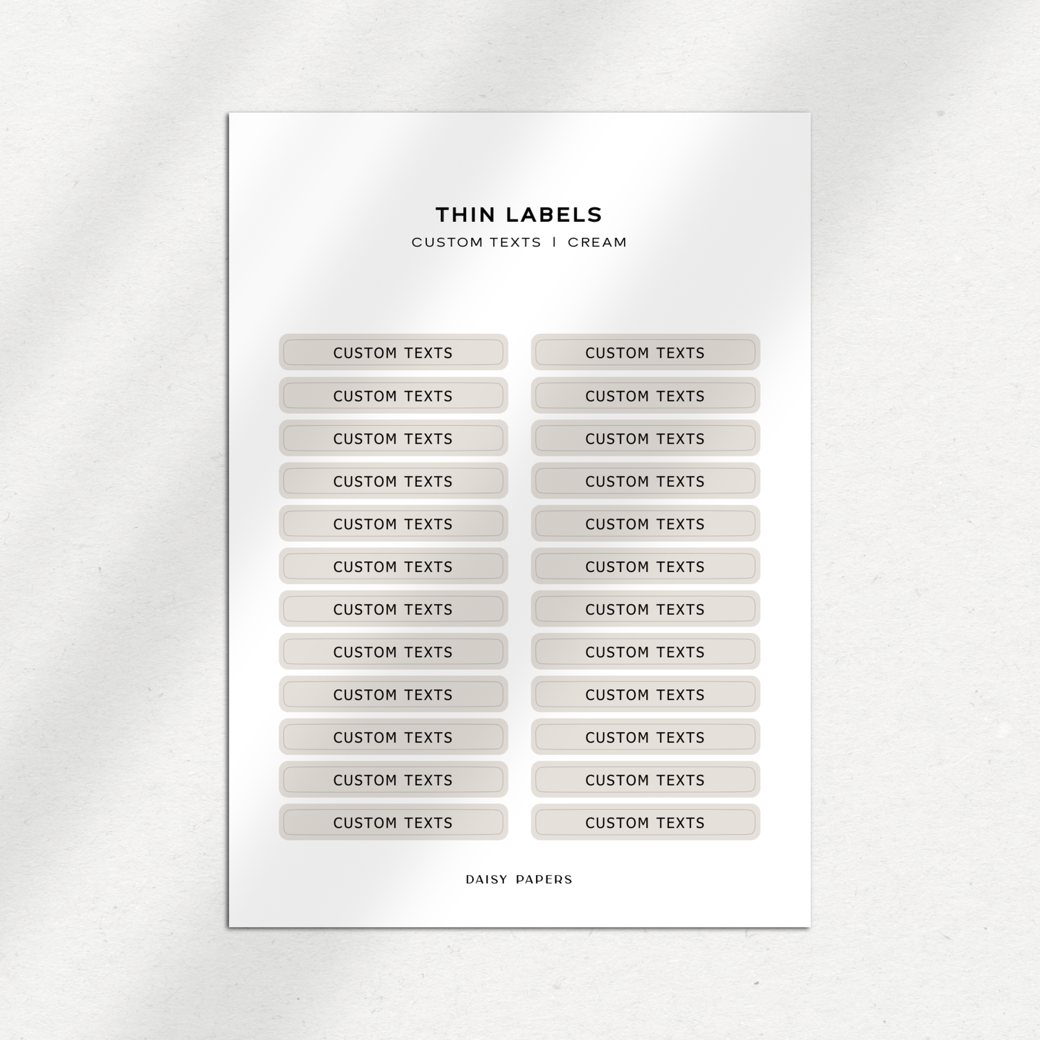 Thin Labels - Custom Texts