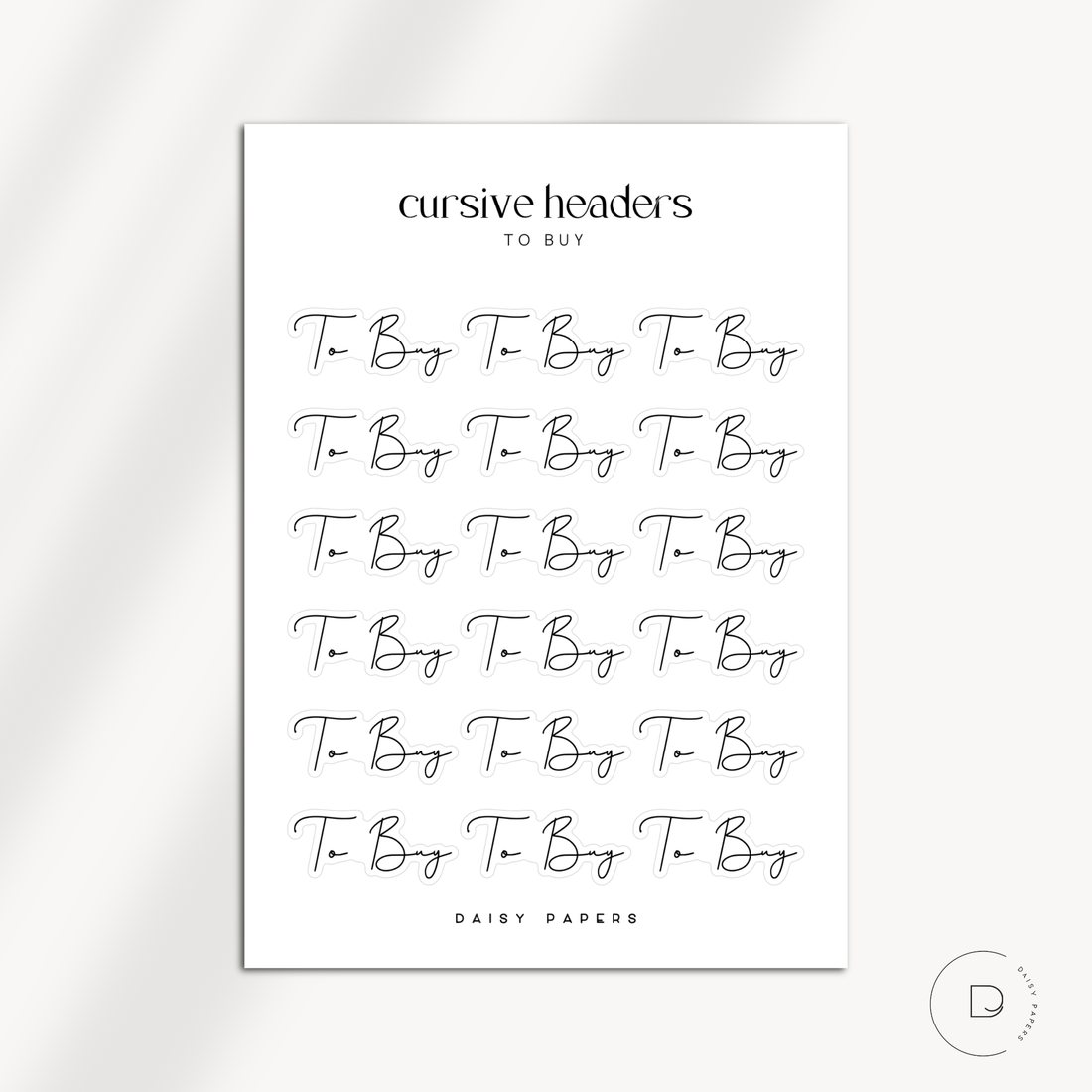 CURSIVE HEADERS - TO BUY