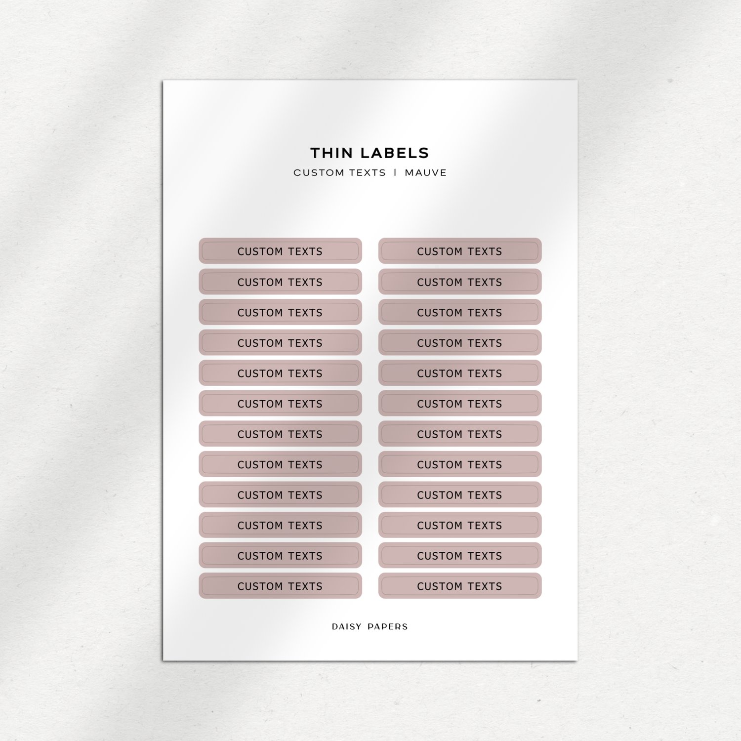 Thin Labels - Custom Texts