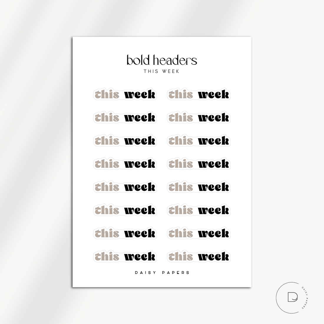 BOLD HEADERS - THIS WEEK