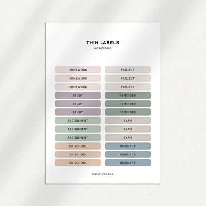 Thin Labels | Available in 5 Text Categories