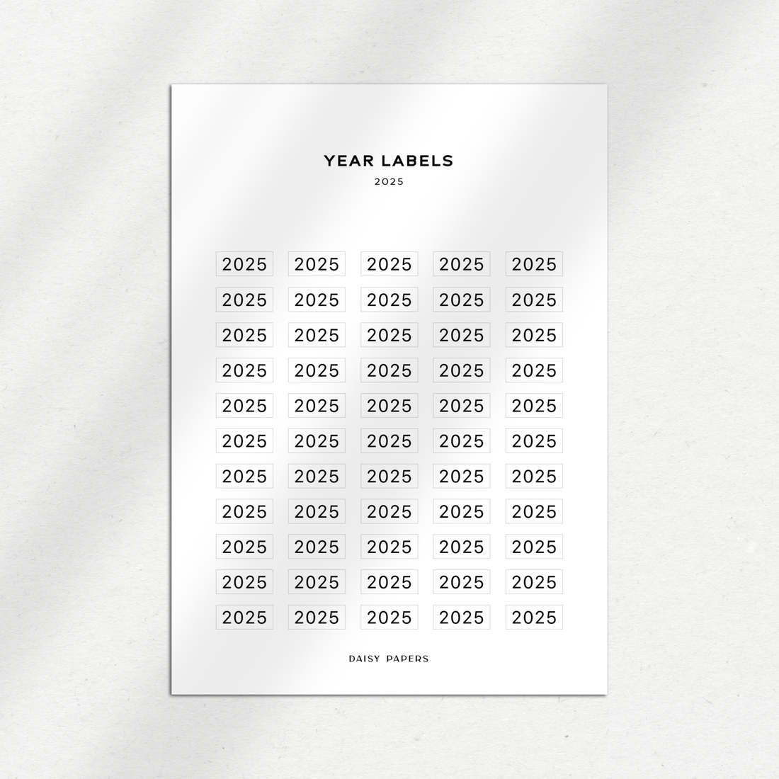 2025 Year Labels