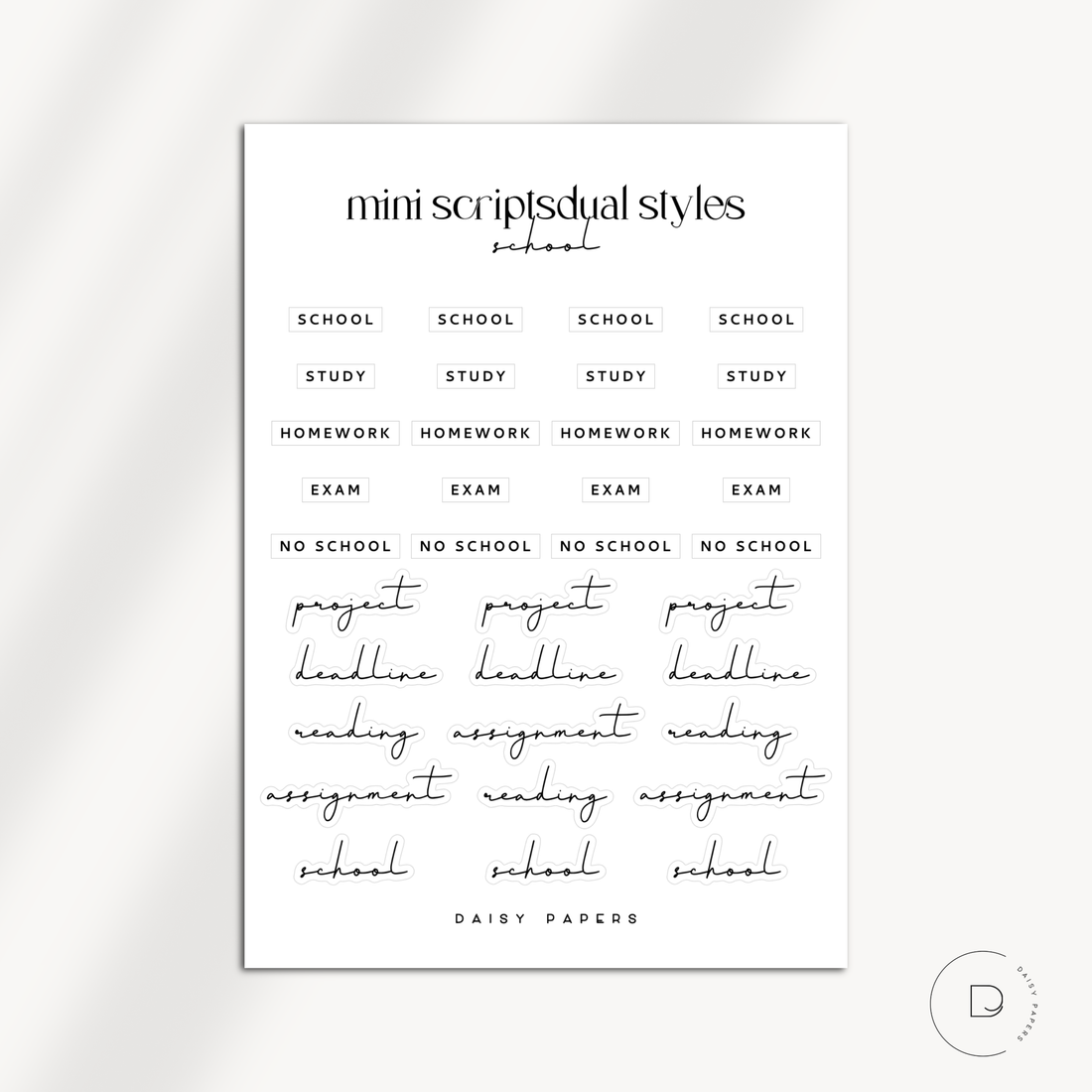 MINI SCRIPTS | DUAL STYLES - SCHOOL