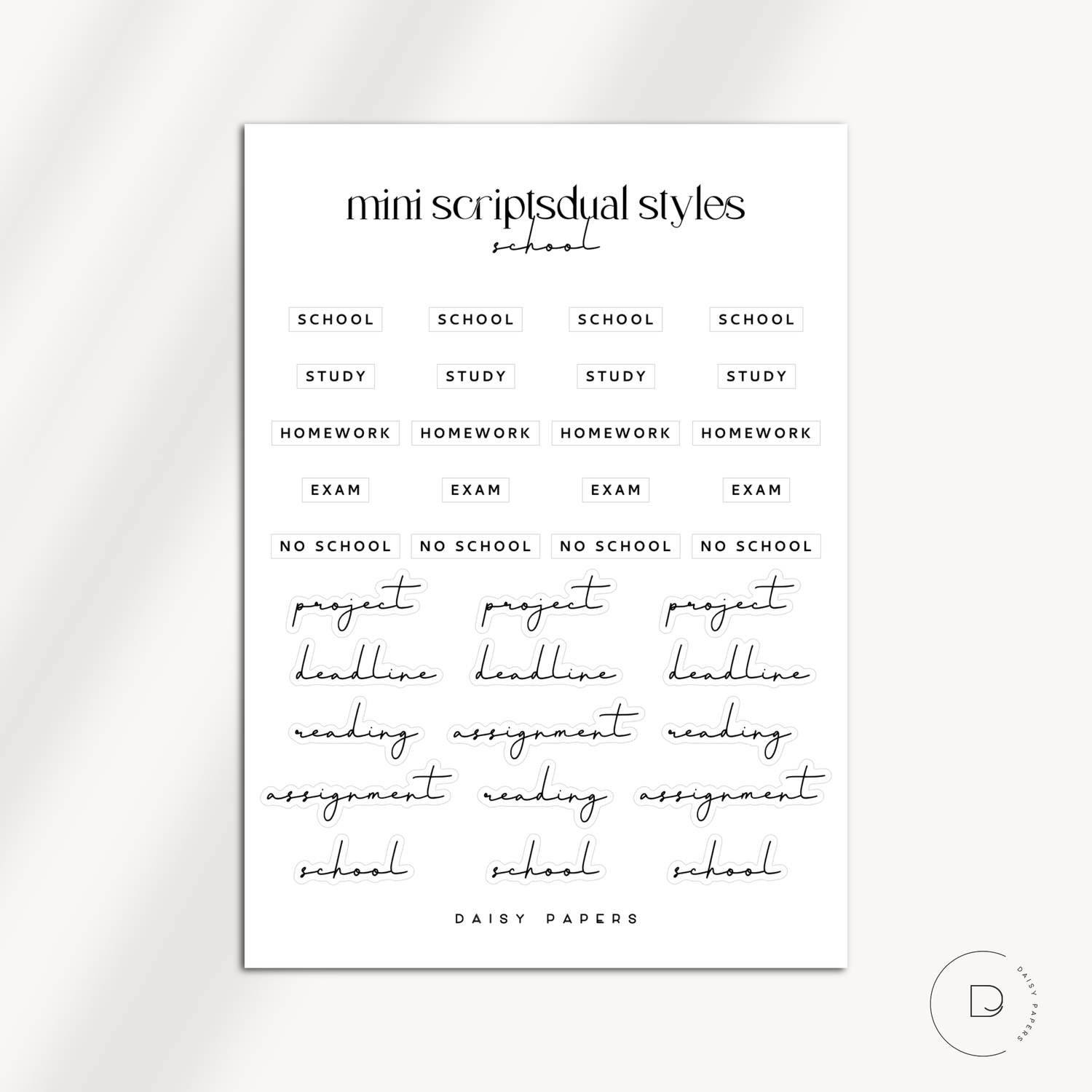 MINI SCRIPTS | DUAL STYLES - SCHOOL