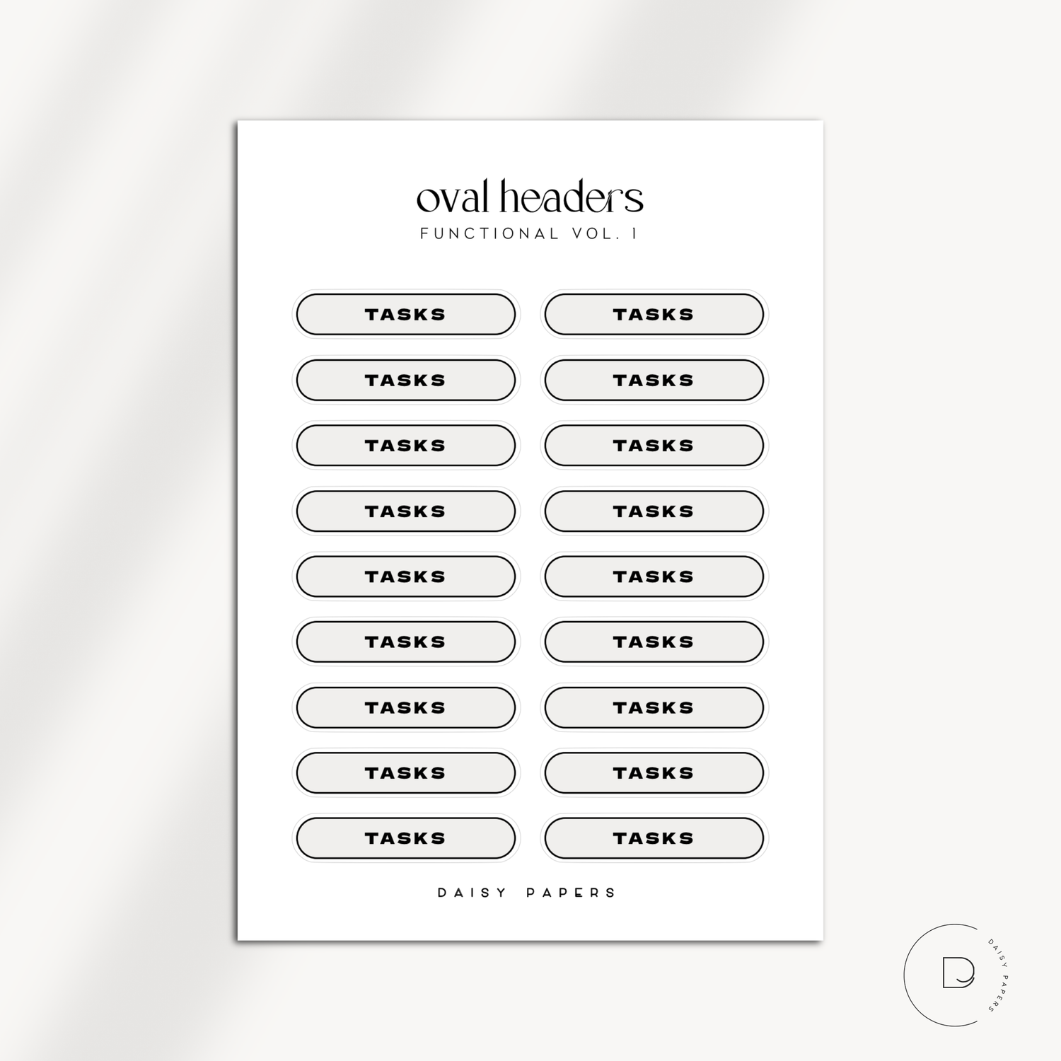 OVAL HEADERS - TASKS