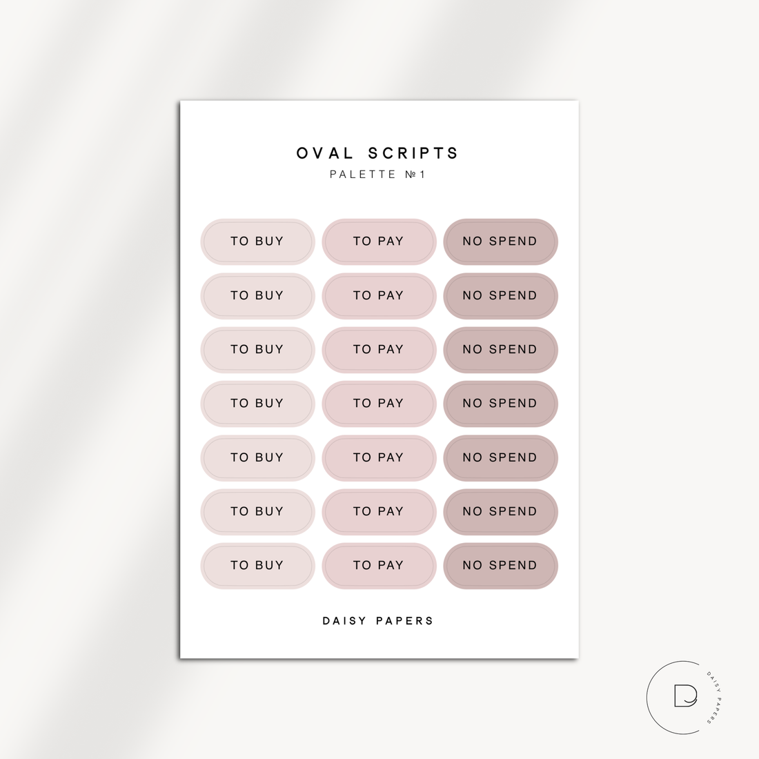 OVAL SCRIPTS - TO BUY / TO PAY / NO SPEND