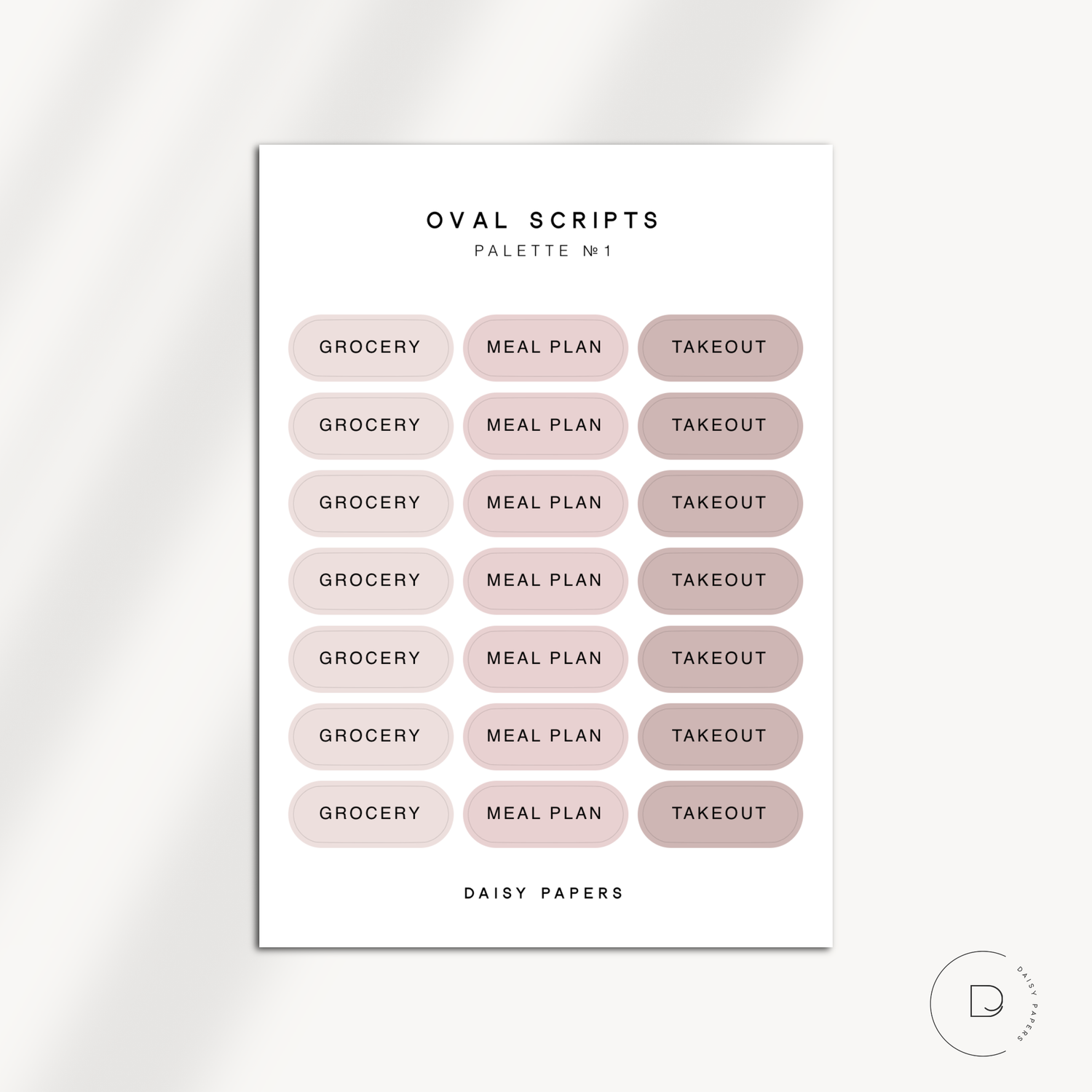 OVAL SCRIPTS - GROCERY / MEAL PLAN / TAKEOUT