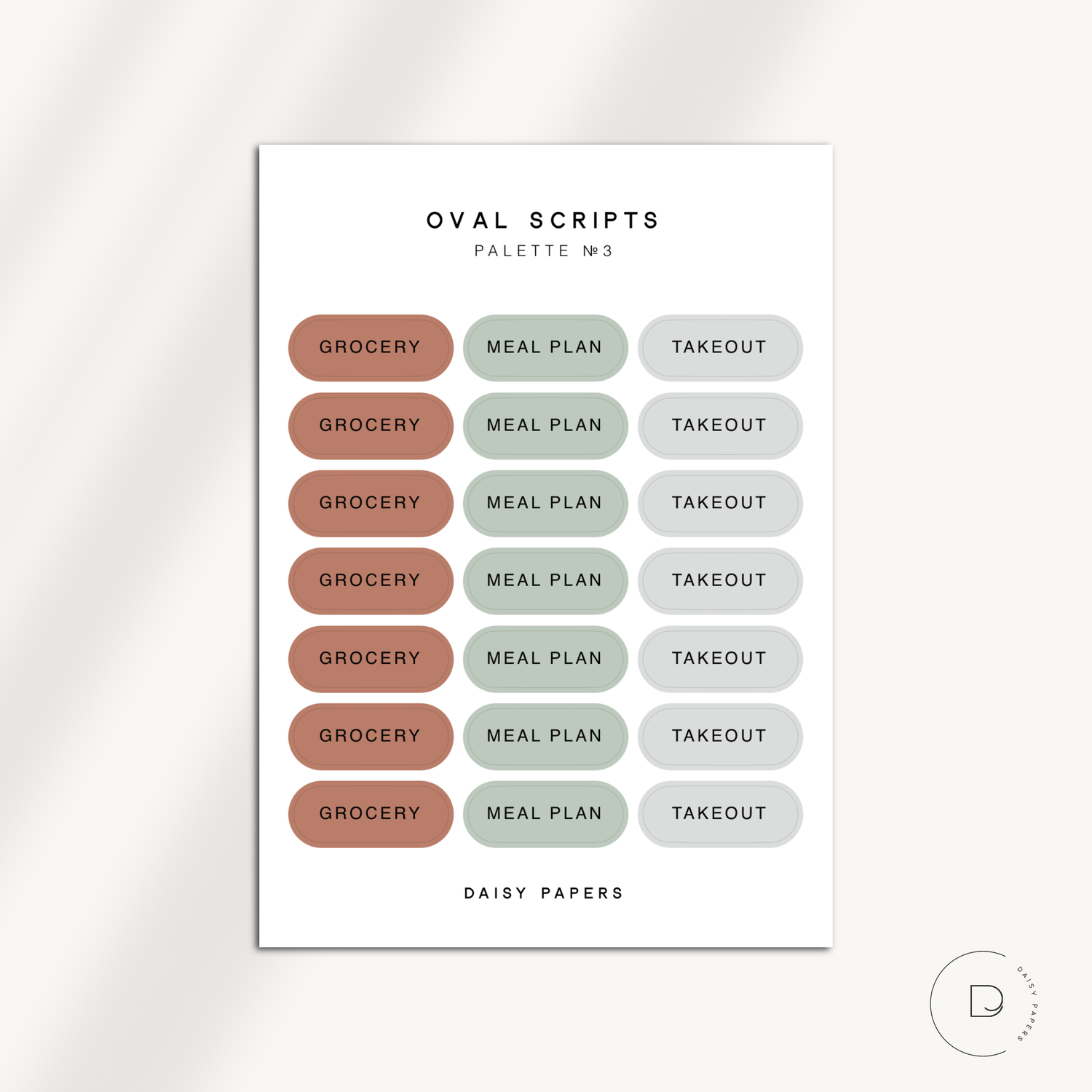 OVAL SCRIPTS - GROCERY / MEAL PLAN / TAKEOUT