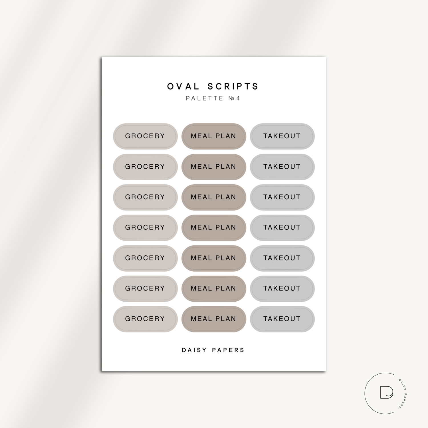 OVAL SCRIPTS - GROCERY / MEAL PLAN / TAKEOUT