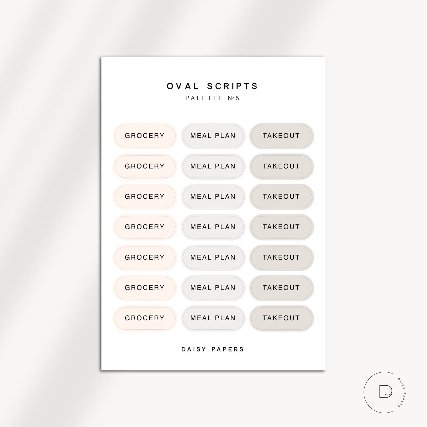 OVAL SCRIPTS - GROCERY / MEAL PLAN / TAKEOUT