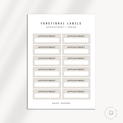 FUNCTIONAL LABELS - APPOINTMENT