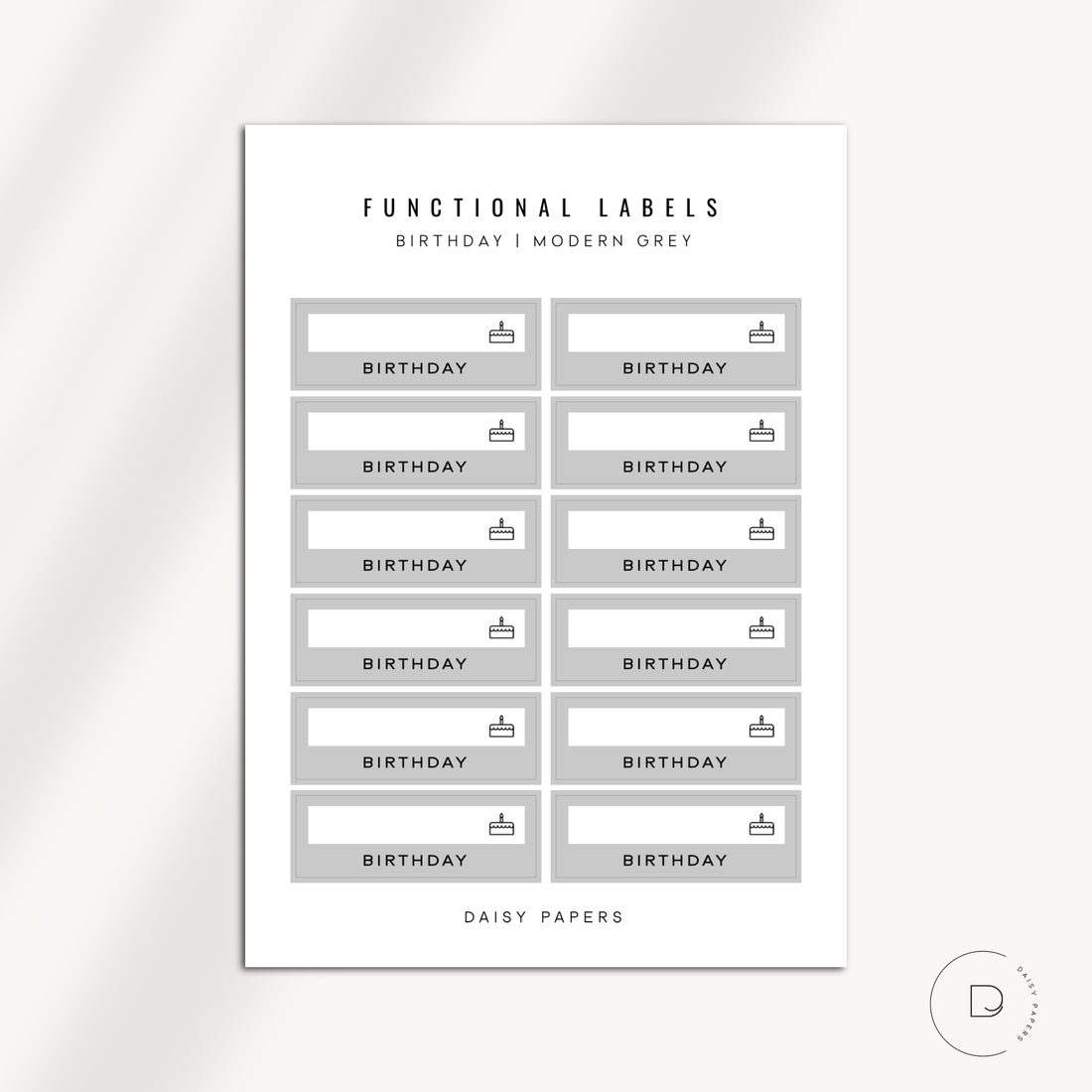 FUNCTIONAL LABELS - BIRTHDAY