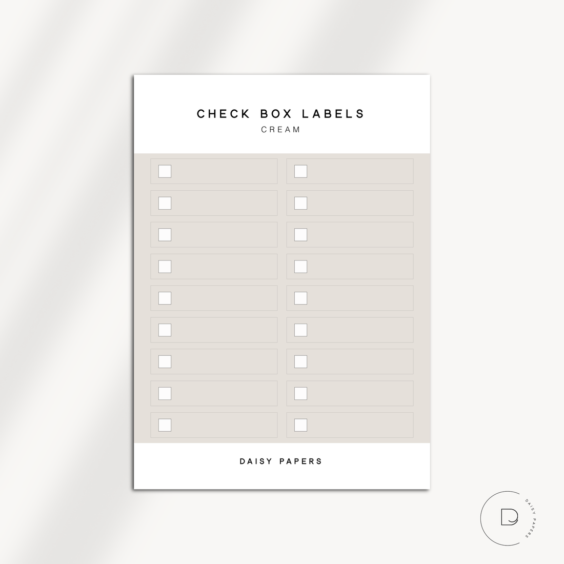 CHECK BOX LABELS