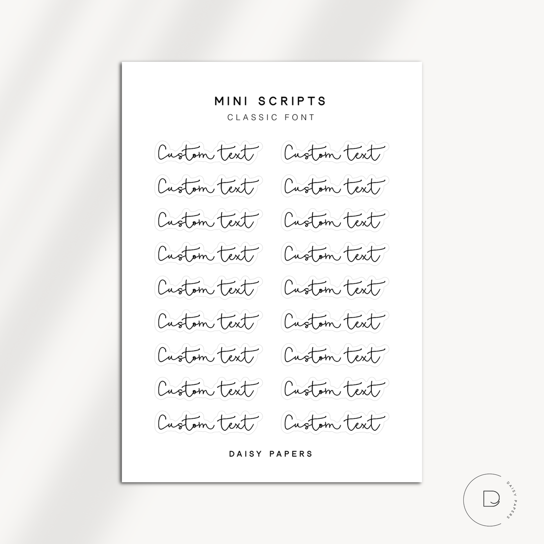 MINI SCRIPTS | CLASSIC FONT - CUSTOM TEXTS