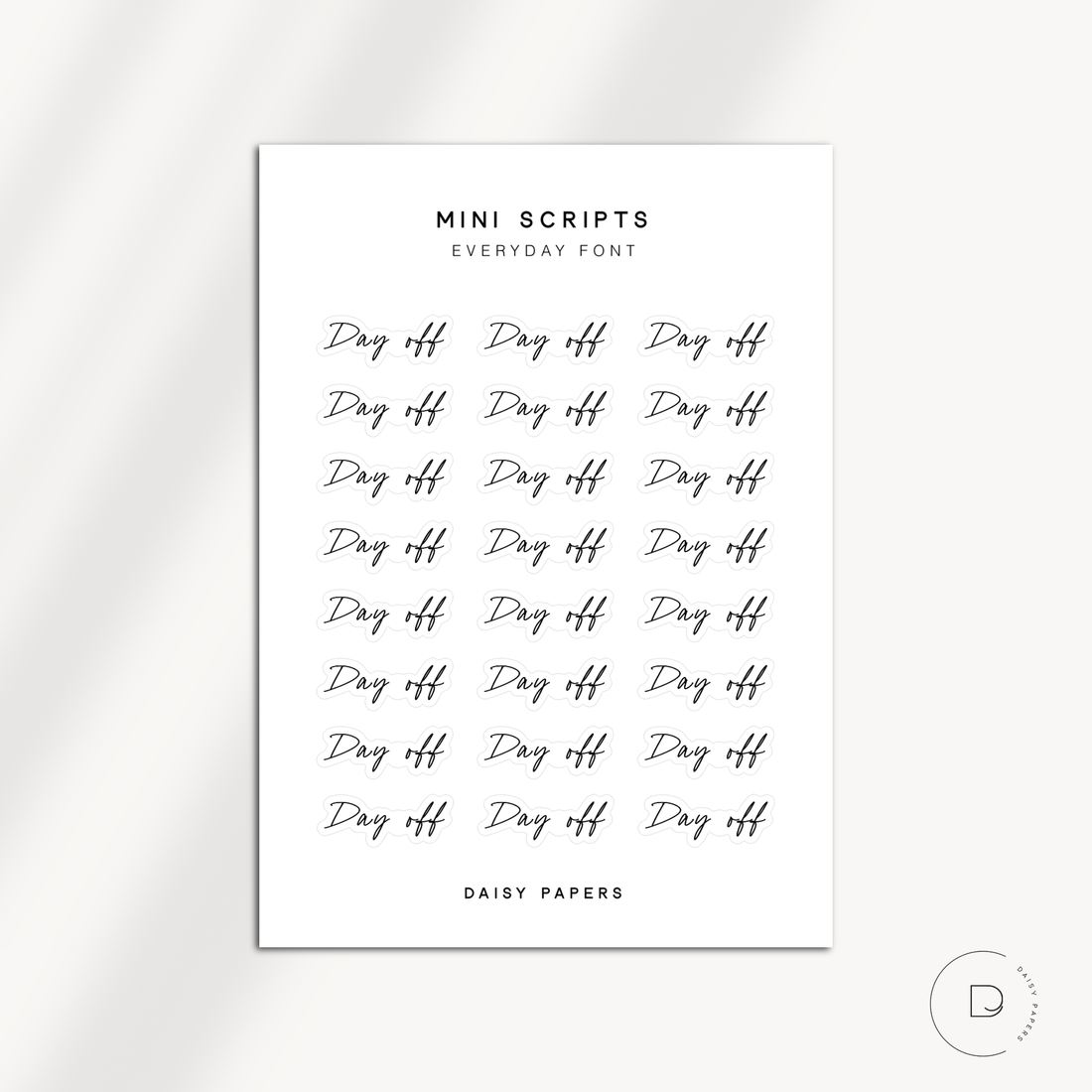 MINI SCRIPTS | EVERYDAY FONT - DAY OFF