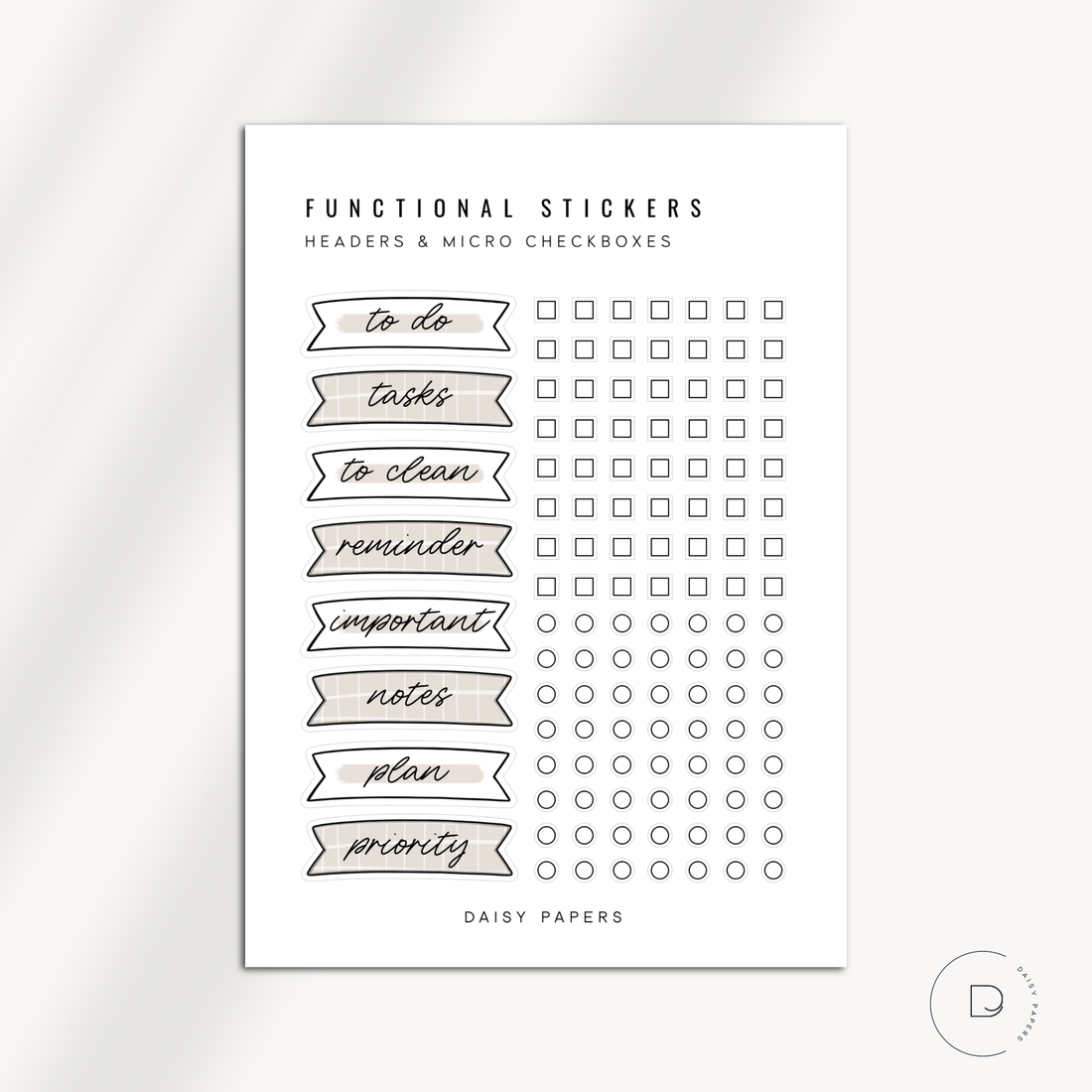 FUNCTIONAL STICKERS - HEADERS &amp; MICRO CHECKBOXES