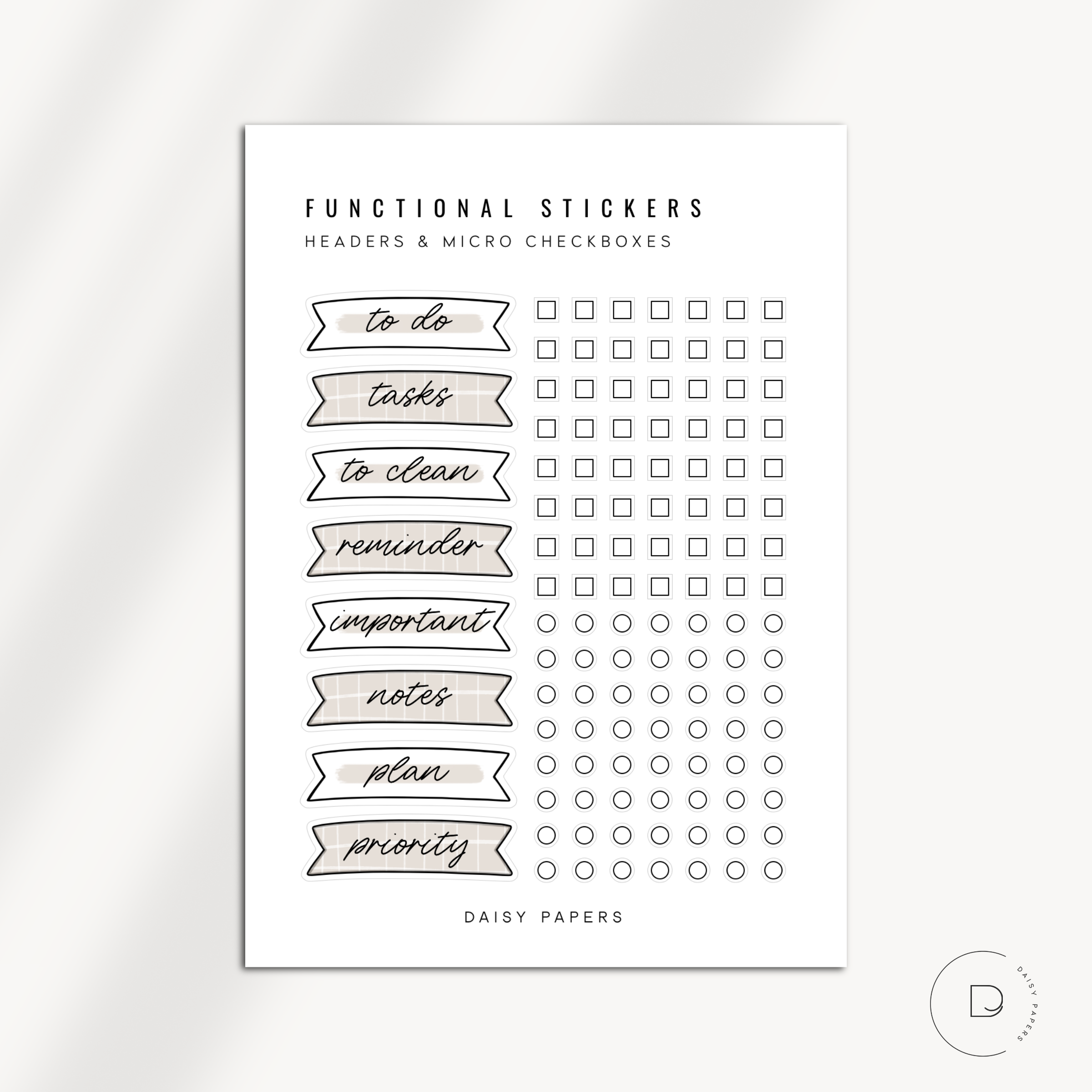 FUNCTIONAL STICKERS - HEADERS &amp; MICRO CHECKBOXES