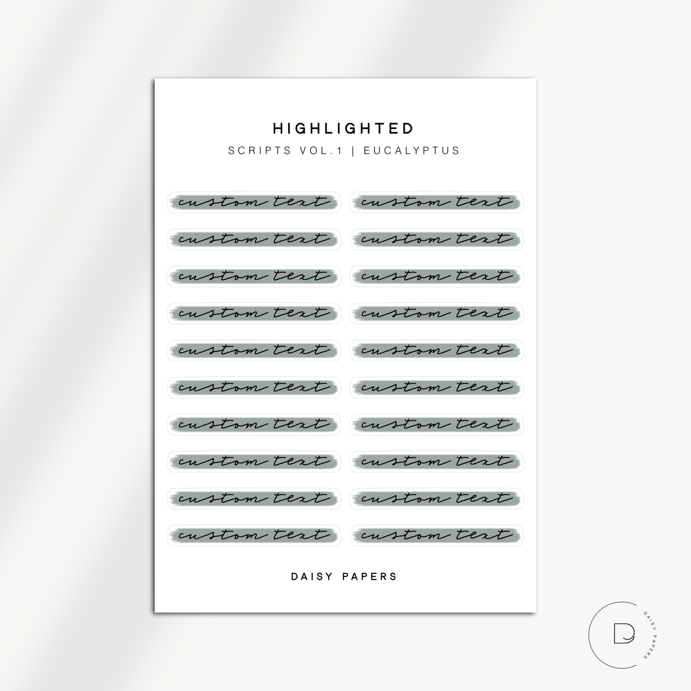 HIGHLIGHTED SCRIPTS VOL.1 - CUSTOM SCRIPTS – shopdaisypapers