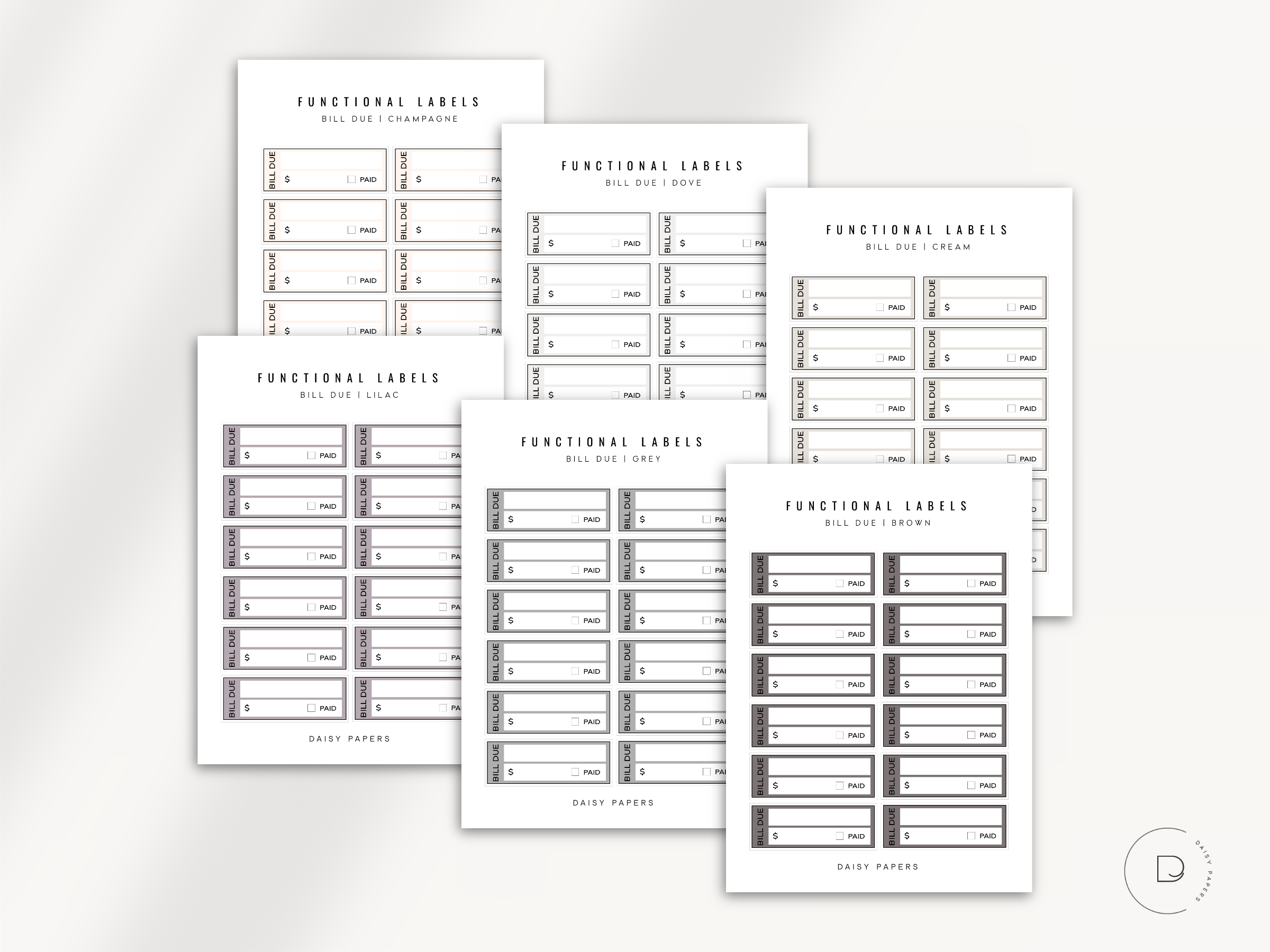 FUNCTIONAL LABELS - BILL DUE