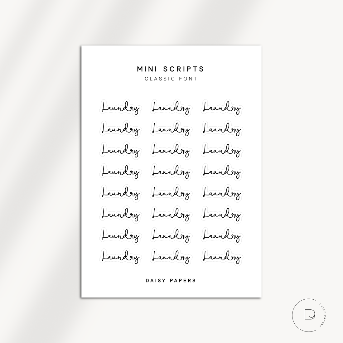 MINI SCRIPTS | CLASSIC FONT - LAUNDRY