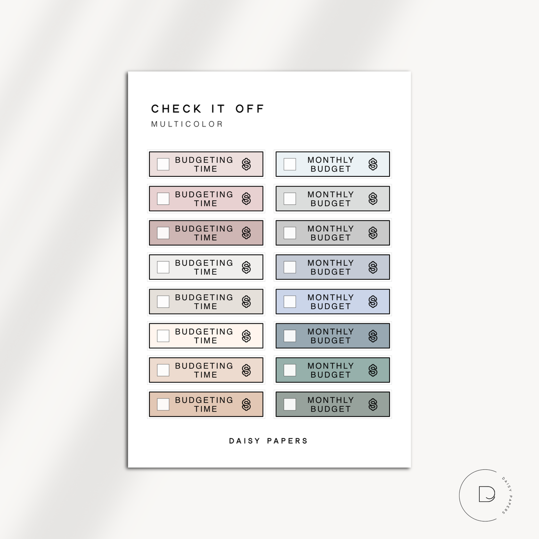 Check It Off - Budgeting Time / Monthly Budget
