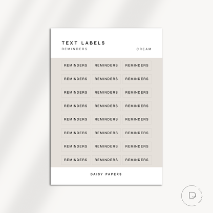 TEXT LABELS - REMINDERS