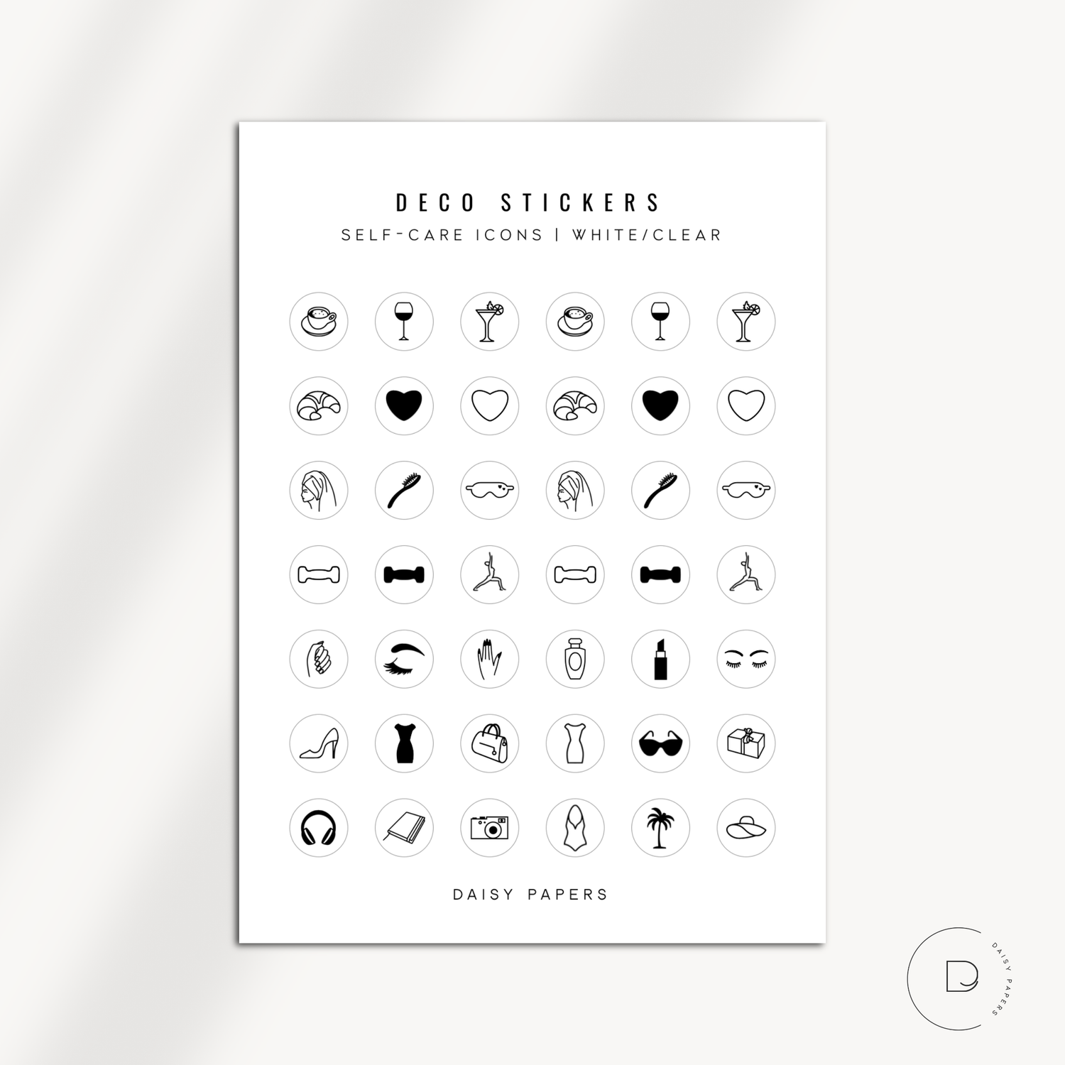 DECO STICKERS - SELF-CARE ICONS