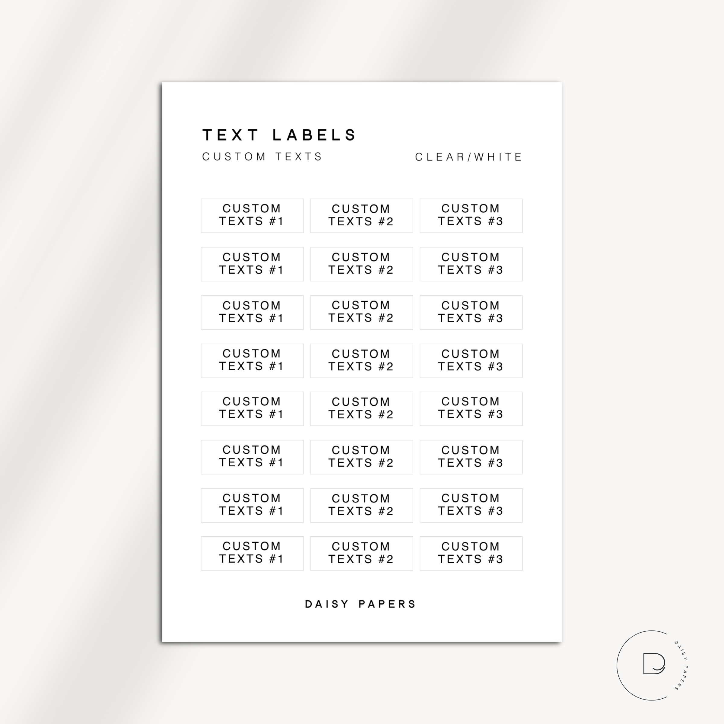 Text Labels - Custom Texts