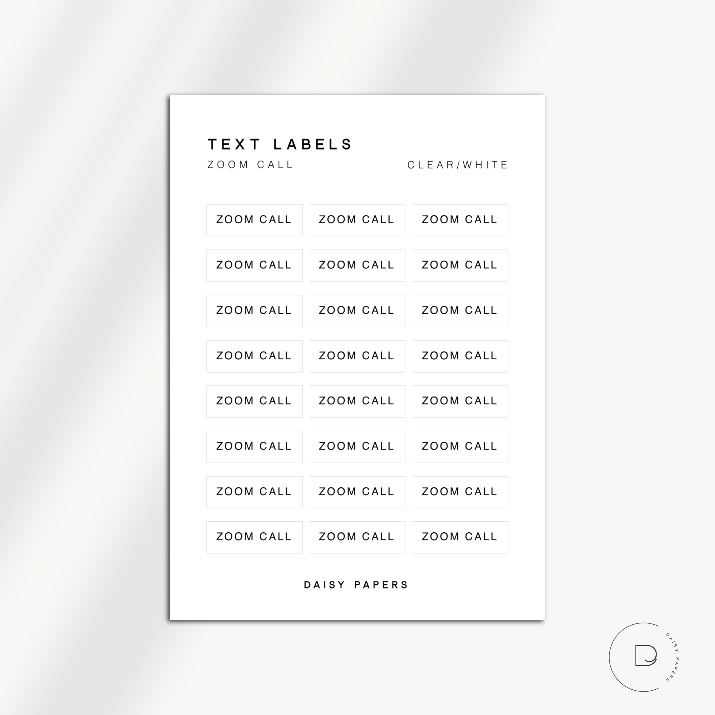 TEXT LABELS - ZOOM CALL